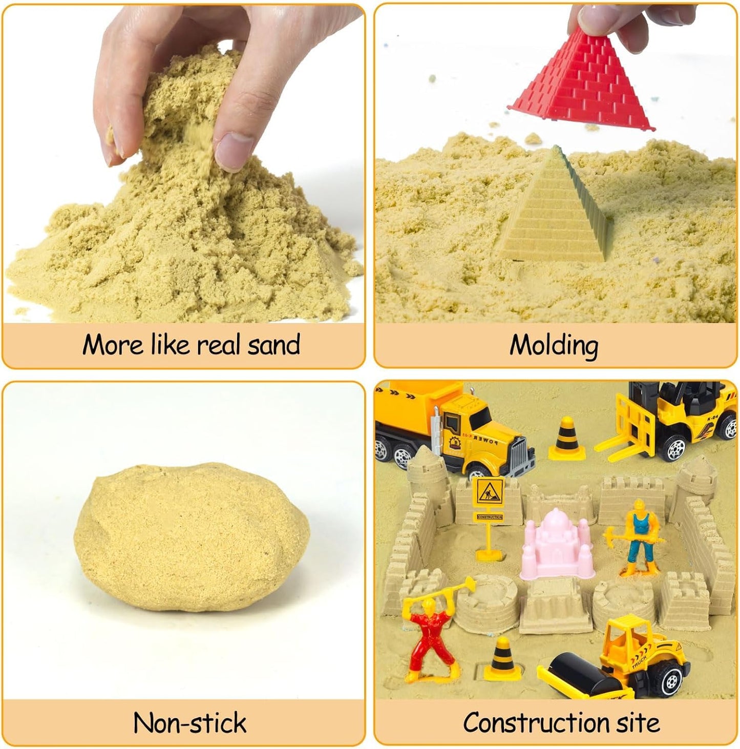 Tcvents Sensory Bin Toys — Alloy Construction Trucks & 2.2lbs Magic Sand Sandbox Set for Kids 3-9