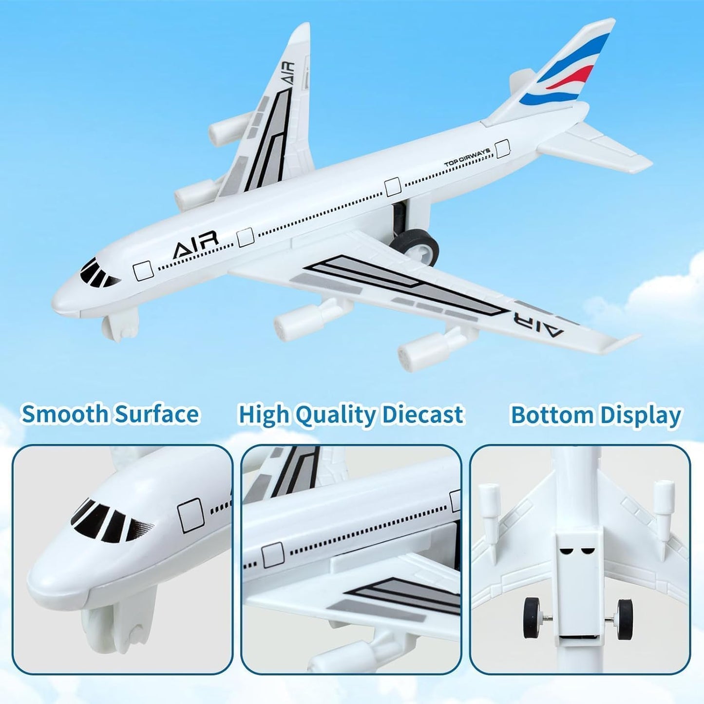 Tcvents Airplane Toys – Pull-Back Die Cast Planes for Kids Aged 3–7