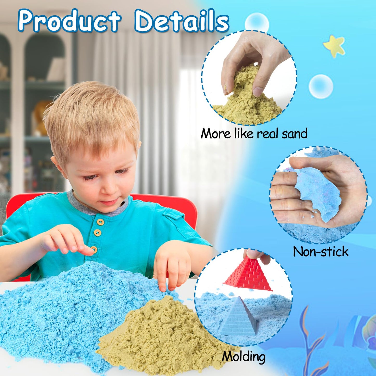 Tcvents Mermaid Sensory Bin Kit – 57-Pcs Ocean Sandbox with Lid (Ages 3–9)