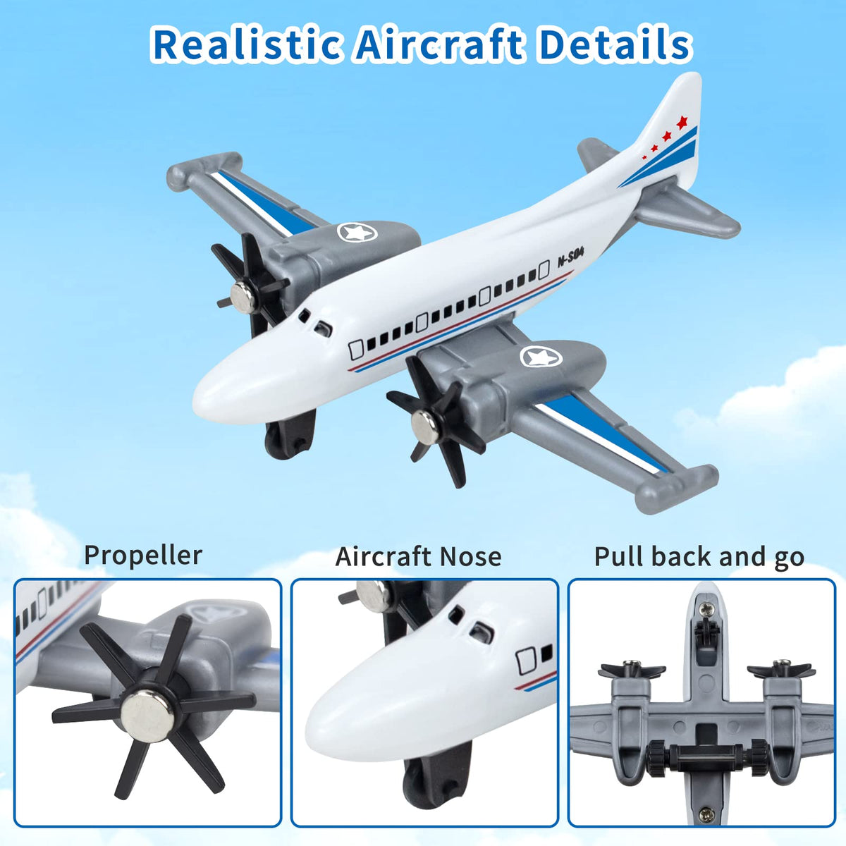 Tcvents Toy Airplane 6 Pack – Diecast Planes for Kids (Ages 3-12)