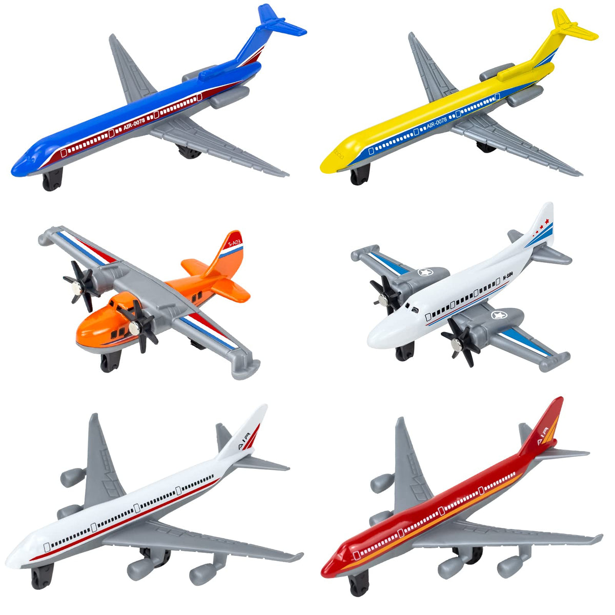 Tcvents Toy Airplane 6 Pack – Diecast Planes for Kids (Ages 3-12)