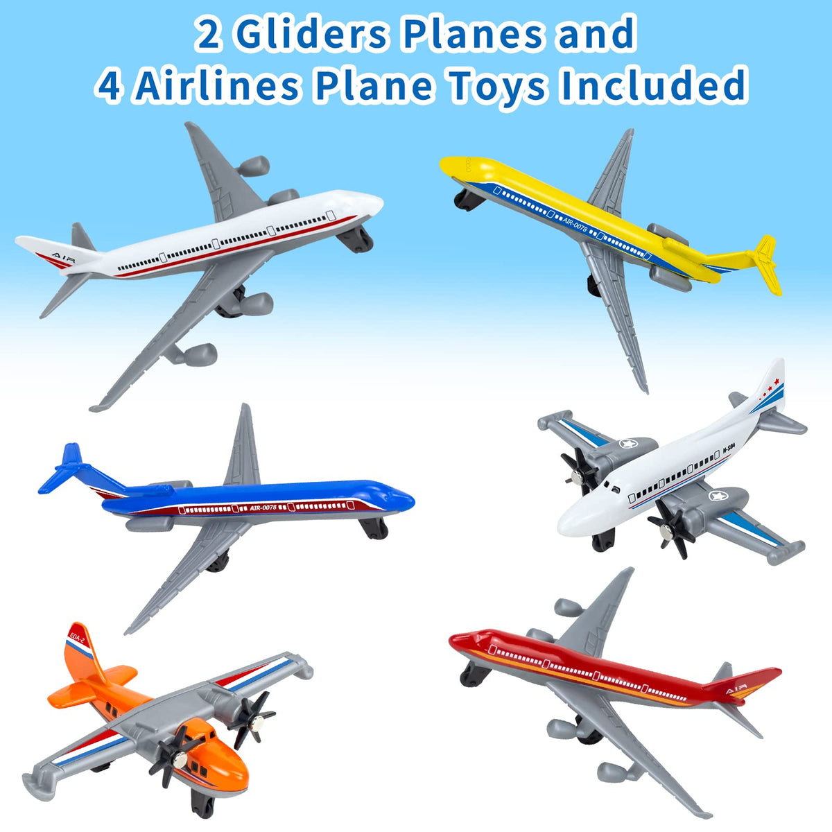 Tcvents Toy Airplane 6 Pack – Diecast Planes for Kids (Ages 3-12)