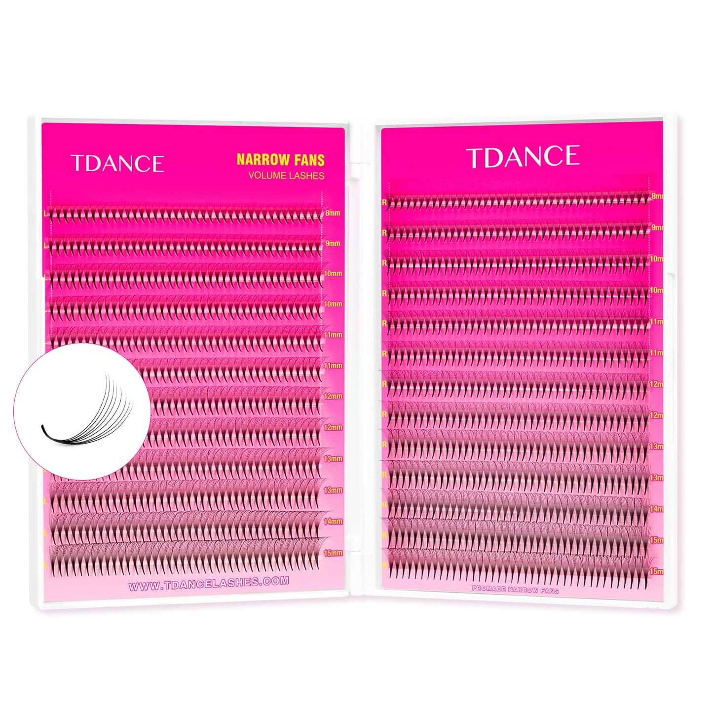 TDANCE Narrow Premade Lash Fans 1000 — Darker & Denser Volume Extensions (8D-0.07-D-8-15mm)