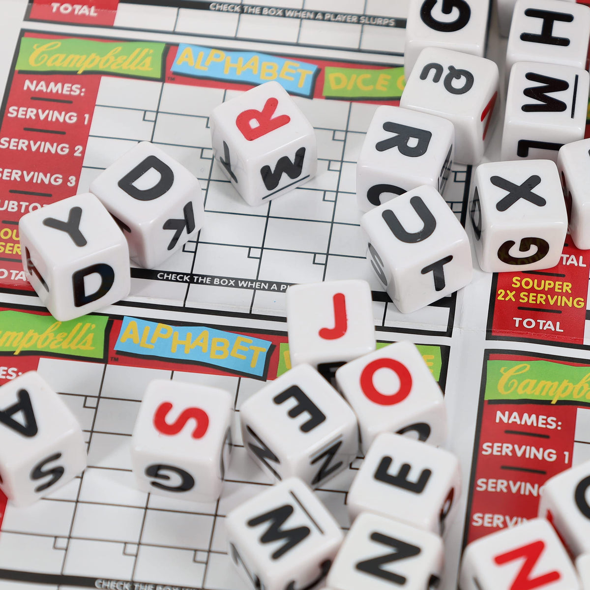 Campbell's Alphabet Dice Game by TDC Games – Portable Dice for Travel & Family Nights