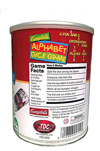 Campbell's Alphabet Dice Game by TDC Games – Portable Dice for Travel & Family Nights