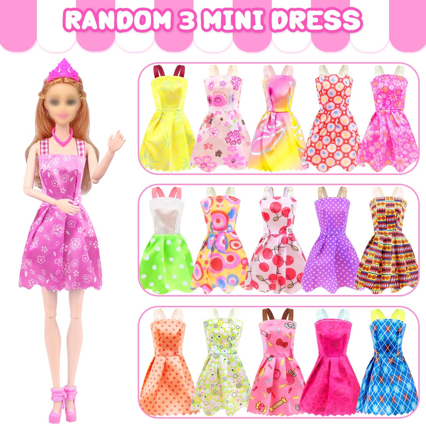 TDDS9 Rose Convertible Doll Car Playset – 78 Pcs for 11.5in Dolls