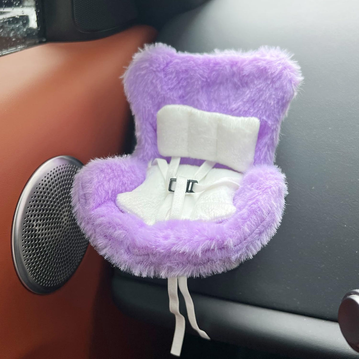 TDDS9 Doll Car Seat for 15-17cm Dolls with Plush Cushion & Air Vent Clip – Purple