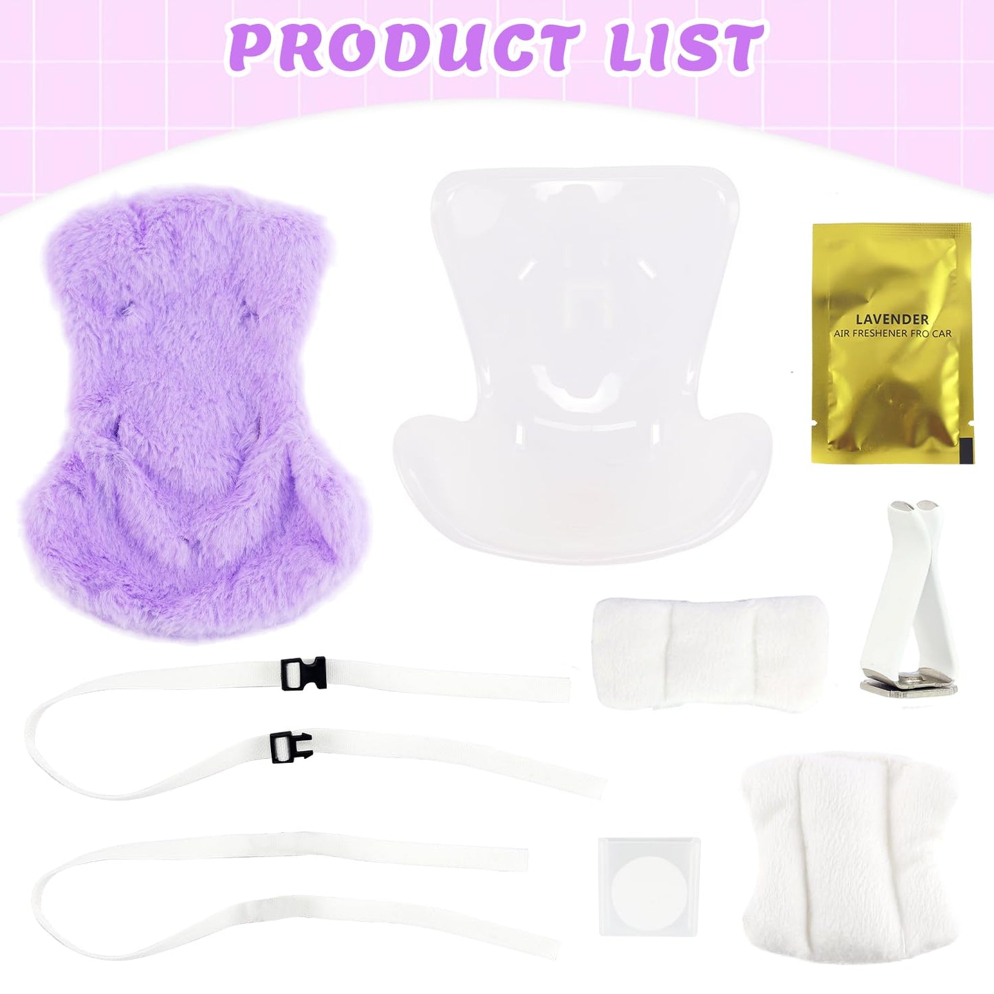 TDDS9 Doll Car Seat for 15-17cm Dolls with Plush Cushion & Air Vent Clip – Purple