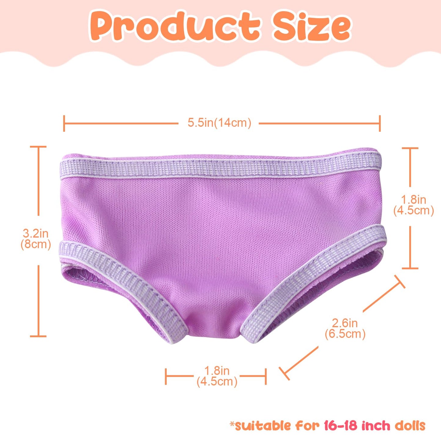 TDDS9 6-Pair Doll Underpants for 16-18 Inch Dolls - Fits Most Brands