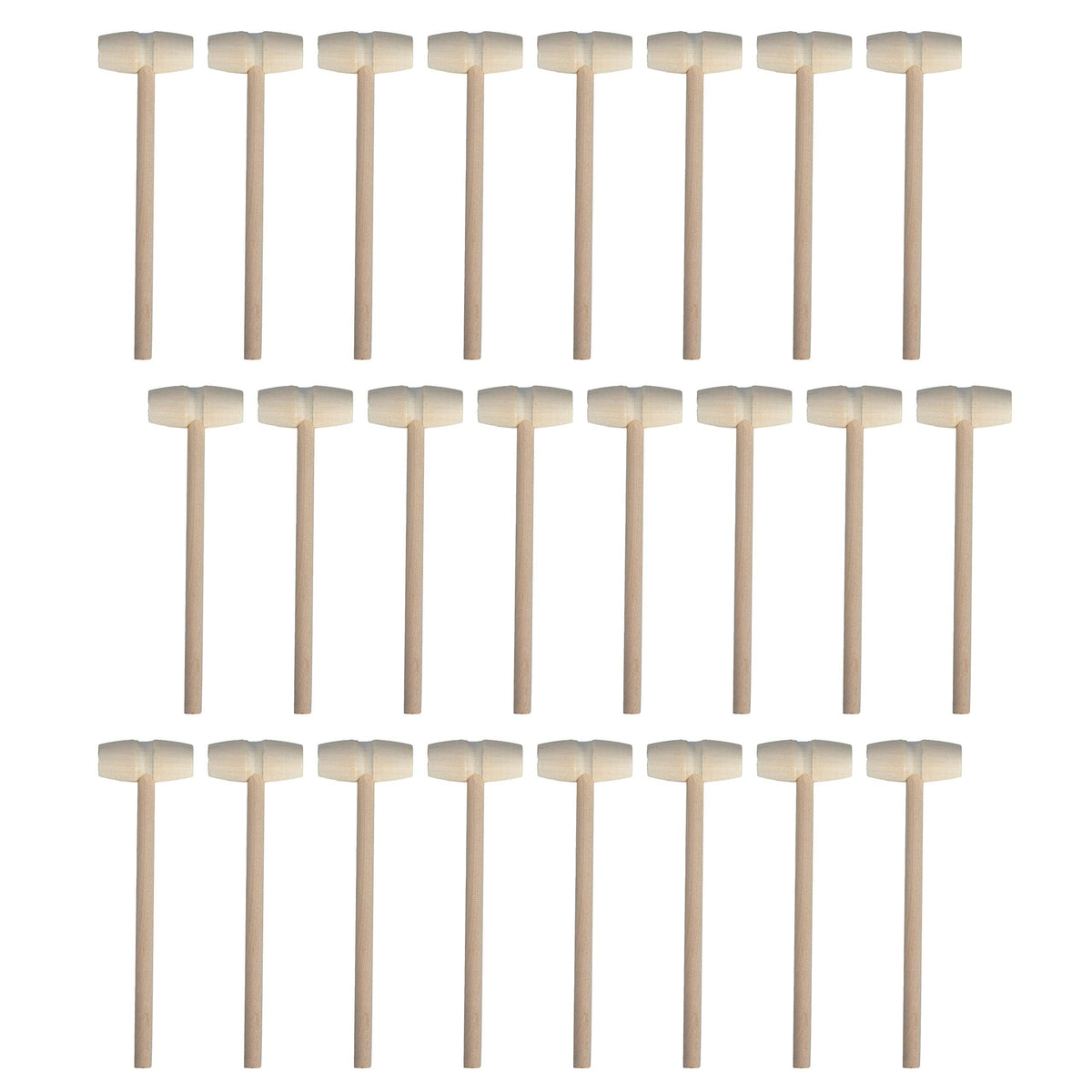 TDOCK 24 Pieces Mini Wooden Hammers – Natural Wood Mallets for Kids