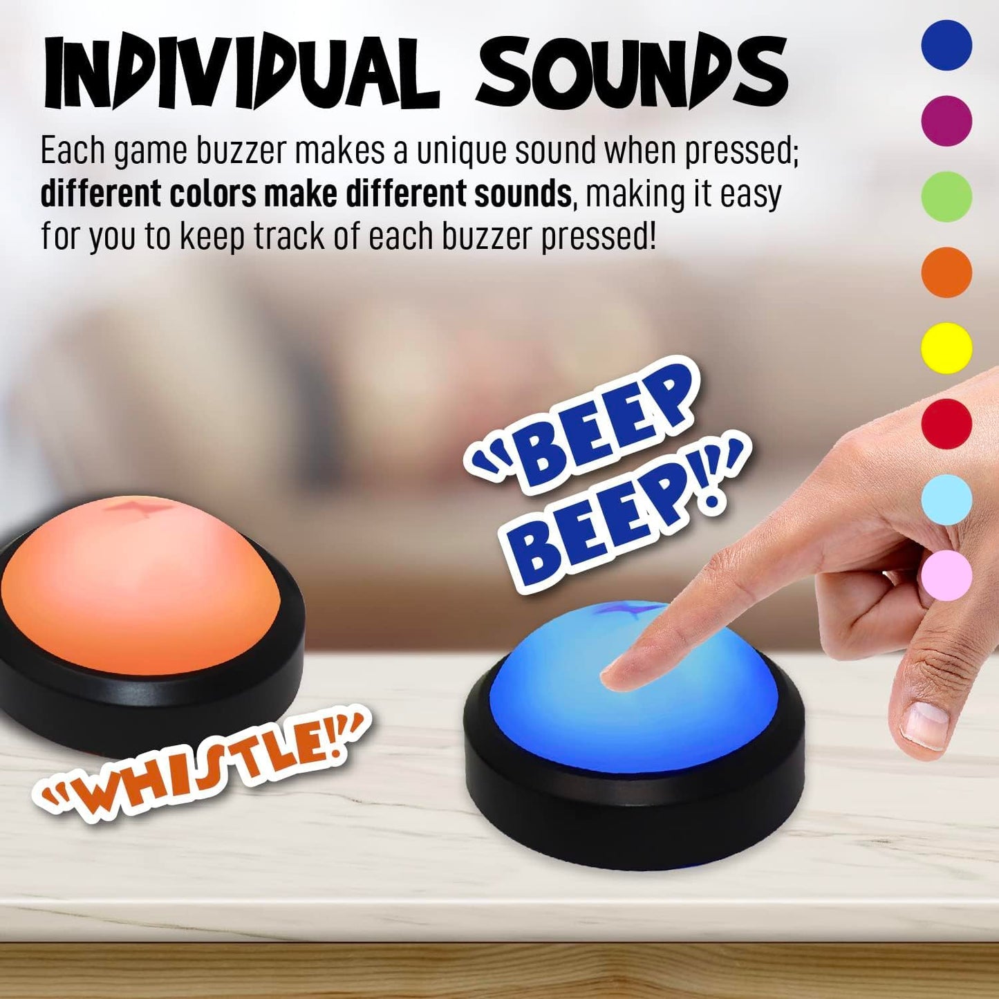 Teacher's Choice Light Up Game Buzzer System – 8 Pack for Trivia, Jeopardy & Family Feud