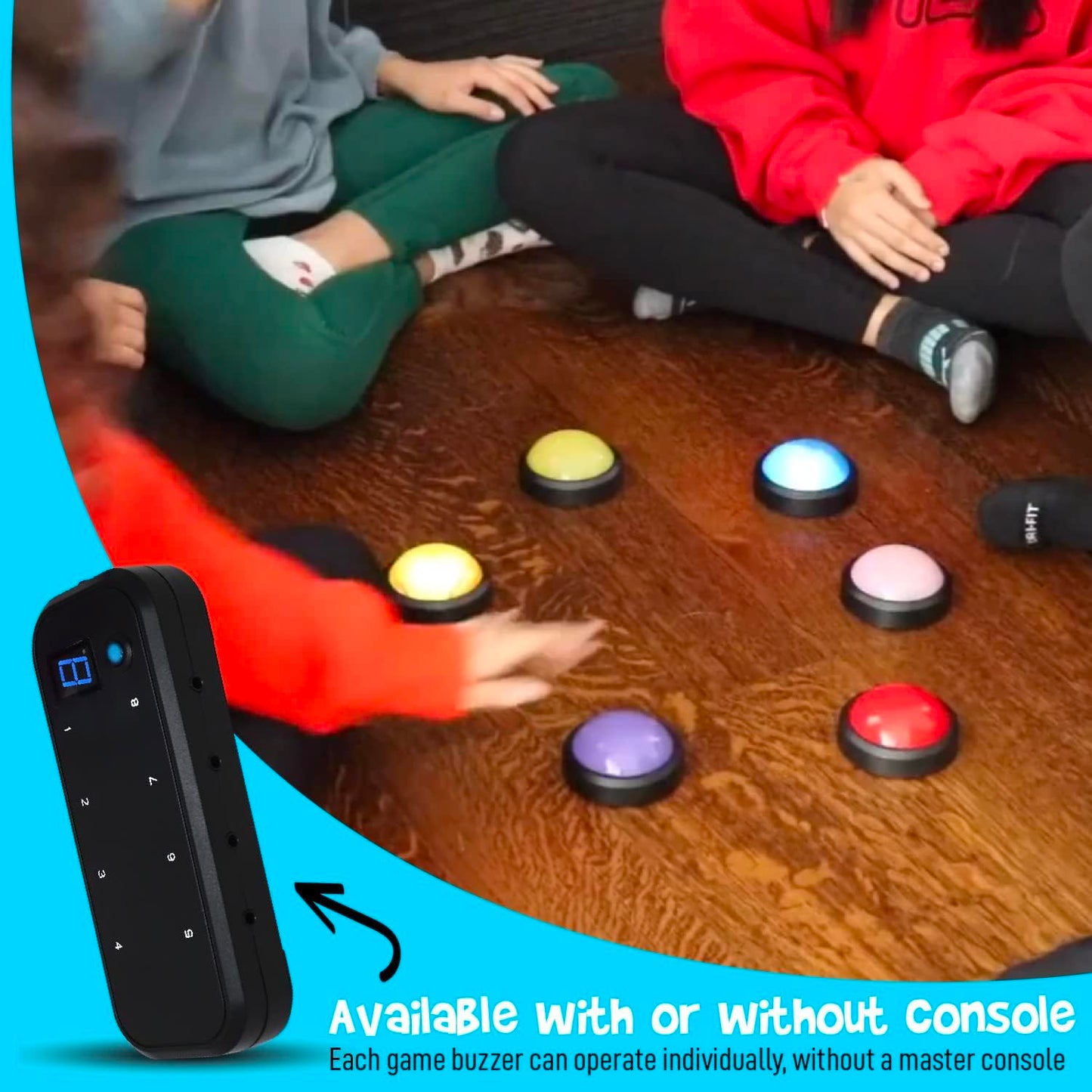 Teacher's Choice Light Up Game Buzzer System – 8 Pack for Trivia, Jeopardy & Family Feud