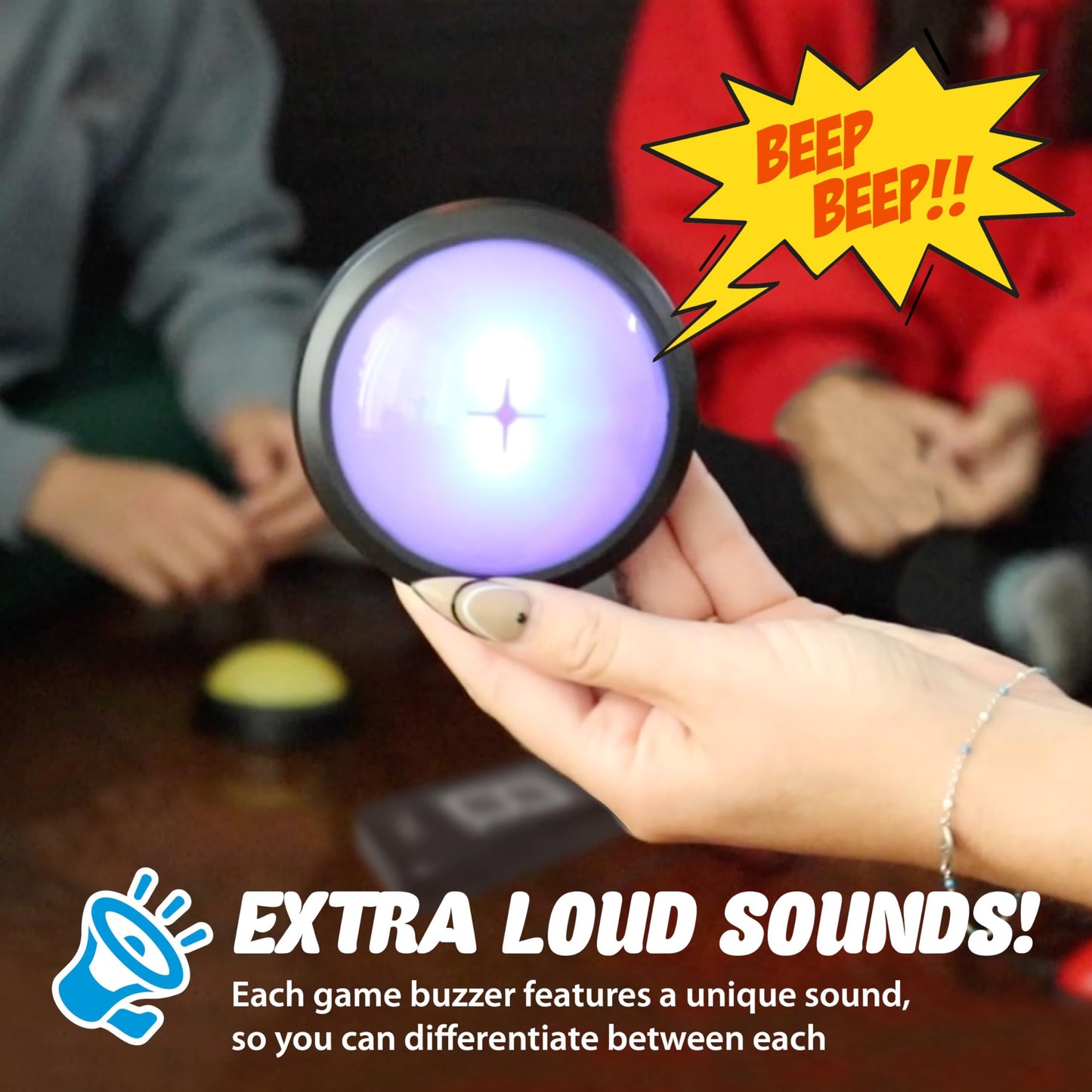 Teacher's Choice Wireless 4-Player Buzzer System – First Buzz Display, Lights & Sounds