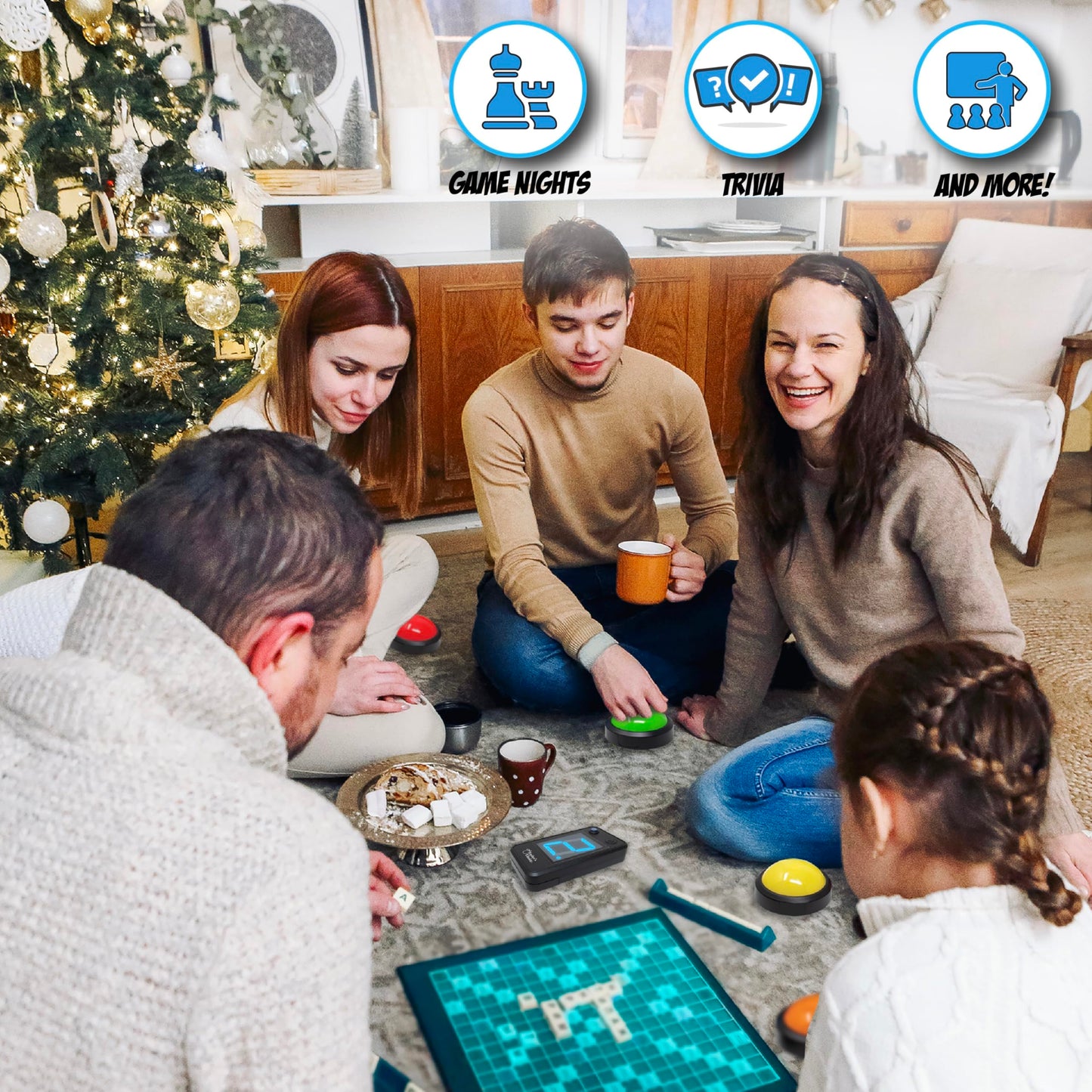 Teacher's Choice Wireless 4-Player Buzzer System – First Buzz Display, Lights & Sounds