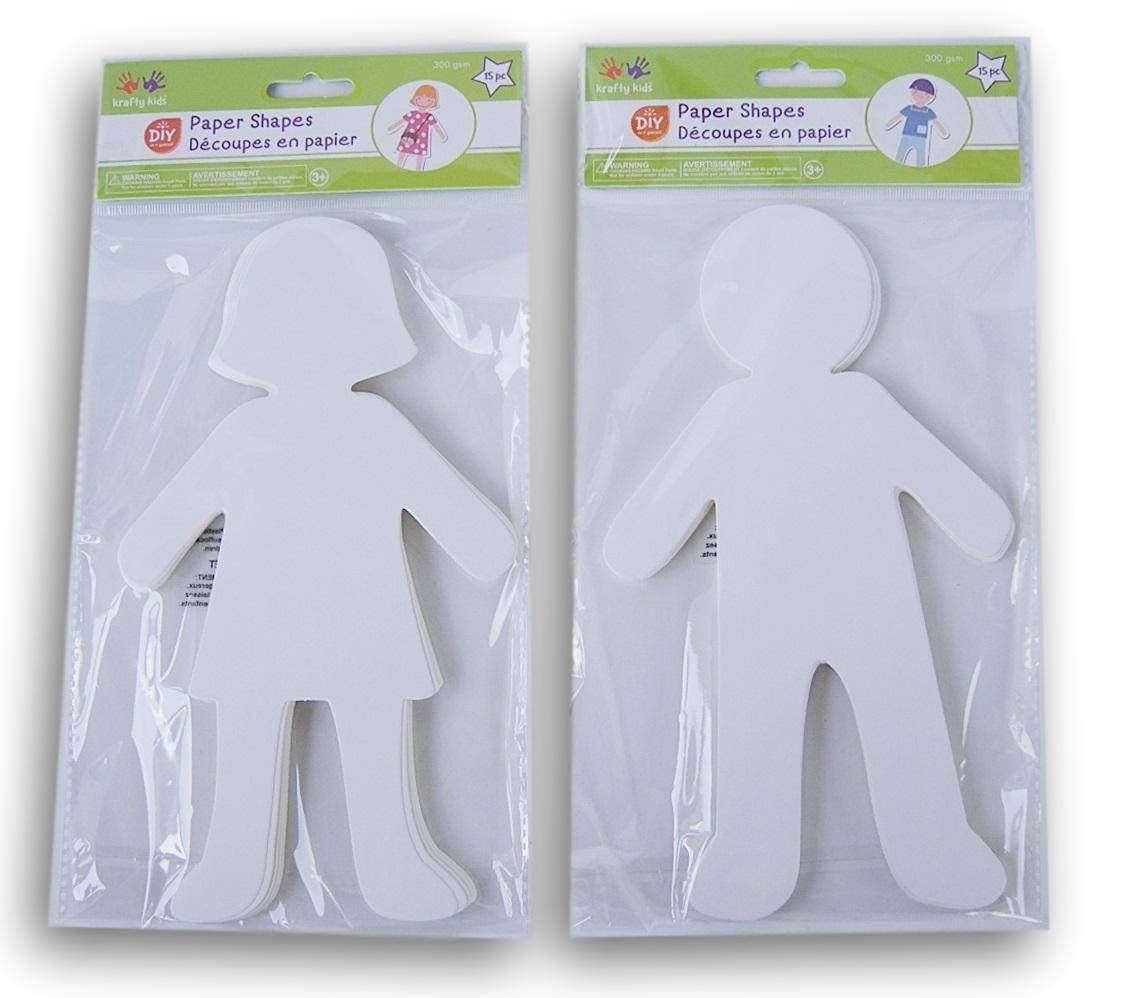Teaching Tree Paper People Shapes – Boy & Girl, 30 Count | Colorful Classroom Paper Figures