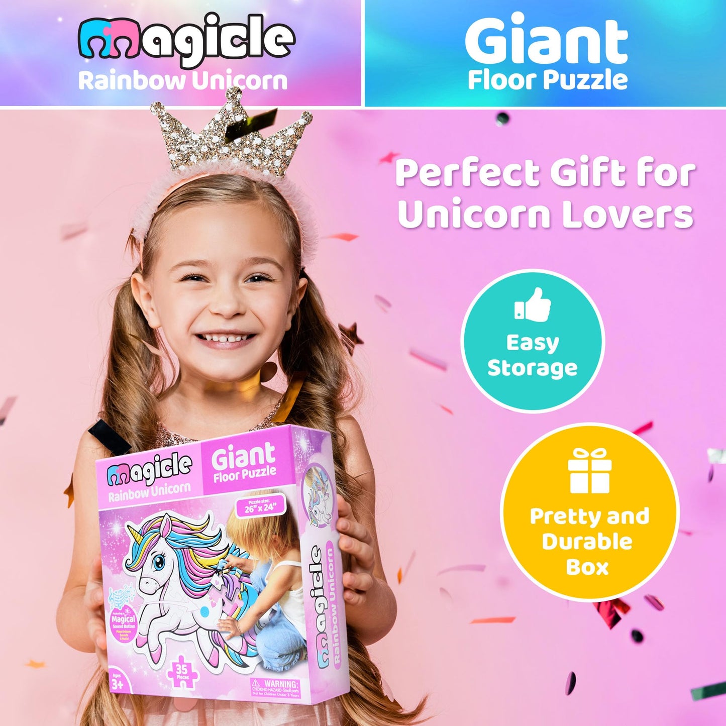 Team Power Music & Sound Unicorn Floor Puzzle – 35-Piece, Extra Thick (Ages 3-8)