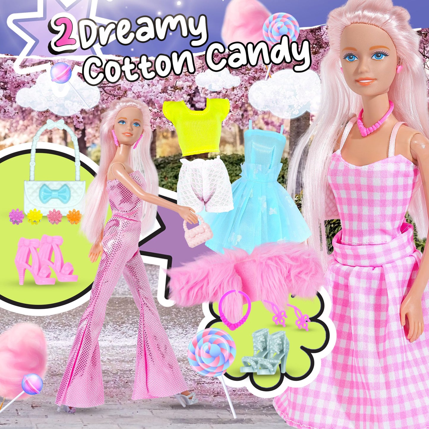 Team Power 54-Pcs Doll Set with 11.5-Inch Doll – Trendy Clothes & Accessories for Girls 5–8 | Gift Idea