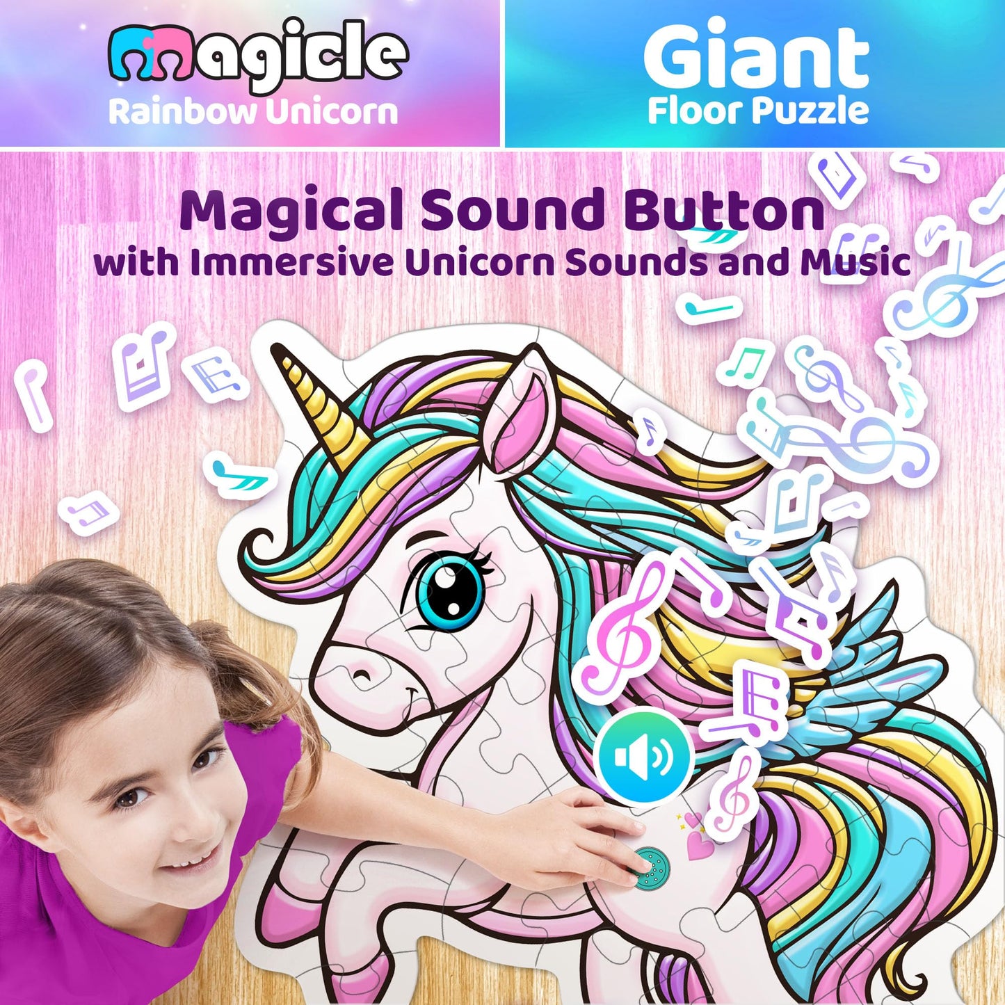 Team Power Music & Sound Unicorn Floor Puzzle – 35-Piece, Extra Thick (Ages 3-8)