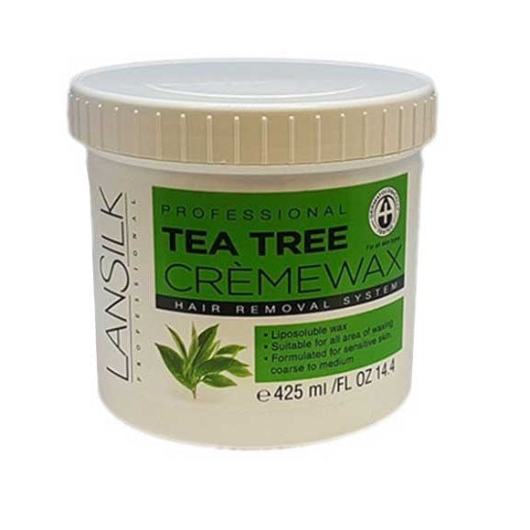 Lansilk Tea Tree Creme Wax for Gentle Hair Removal & Sensitive Skin - 425ml/14.37 oz