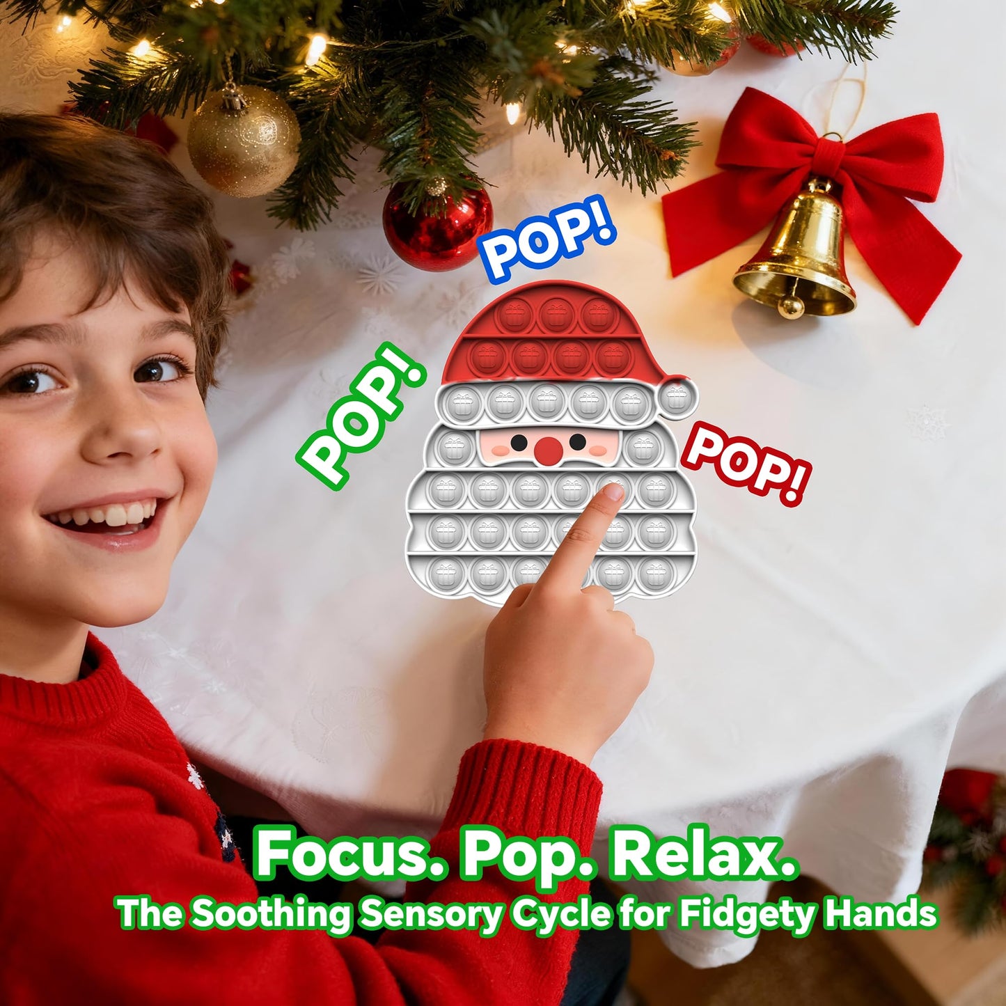 TeaTurTre Christmas Bubbles Fidget Toys – 3-Pack Silicone Sensory Set (Santa, Tree, Gingerbread Man)