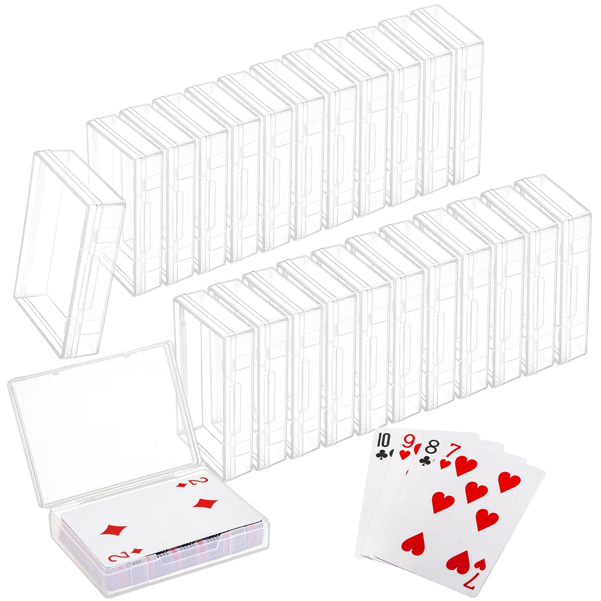 Tebery 24 Pack Blank Card Case – Clear Plastic Card Deck Box with Snap Closure