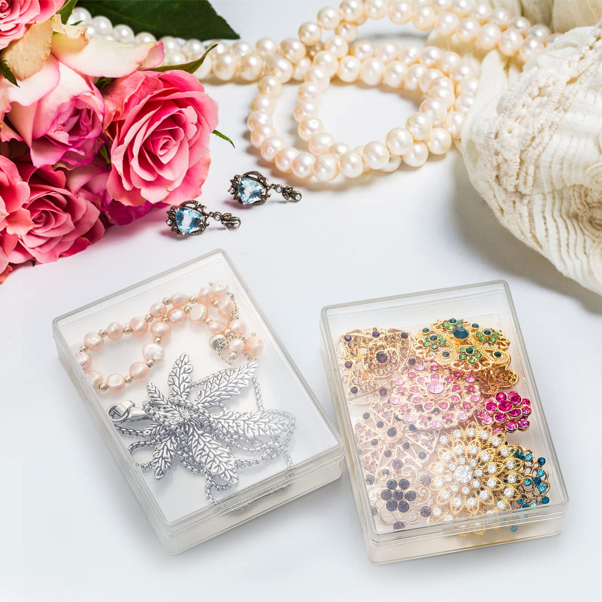 Tebery 24 Pack Blank Card Case – Clear Plastic Card Deck Box with Snap Closure