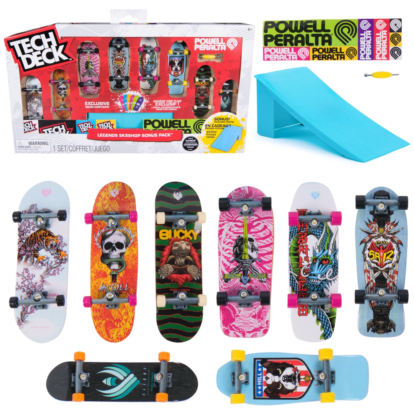 Tech Deck Powell Peralta Legends SK8Shop Bonus Pack: 8 Fingerboards, Ramp & Customization