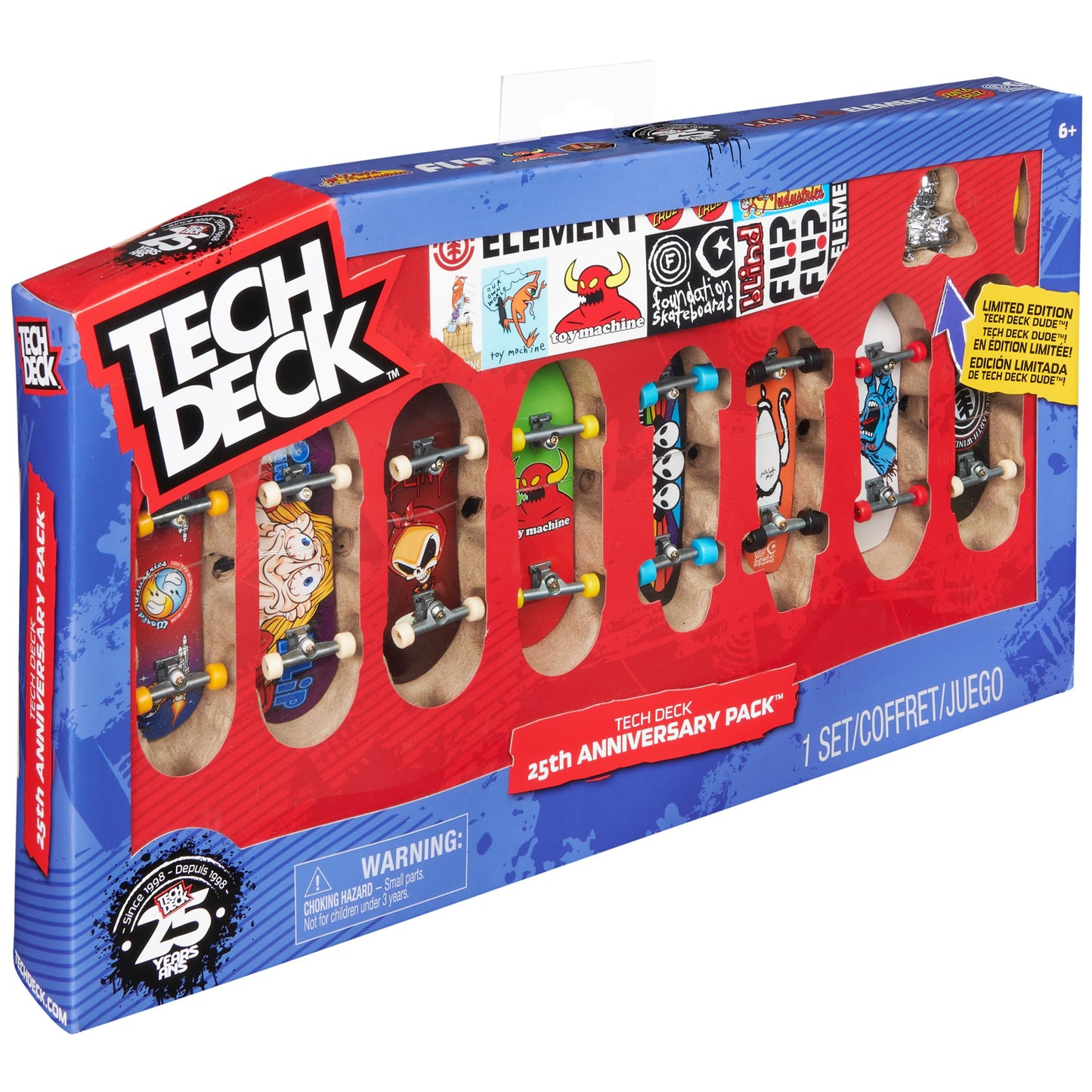 Tech Deck 25th Anniversary 8-Pack Fingerboards - Exclusive Silver Collector Figure