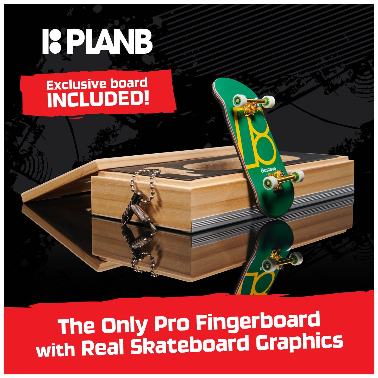 Tech Deck Plan B Pro Series Fingerboard with Storage Display | Authentic Mini Skateboards