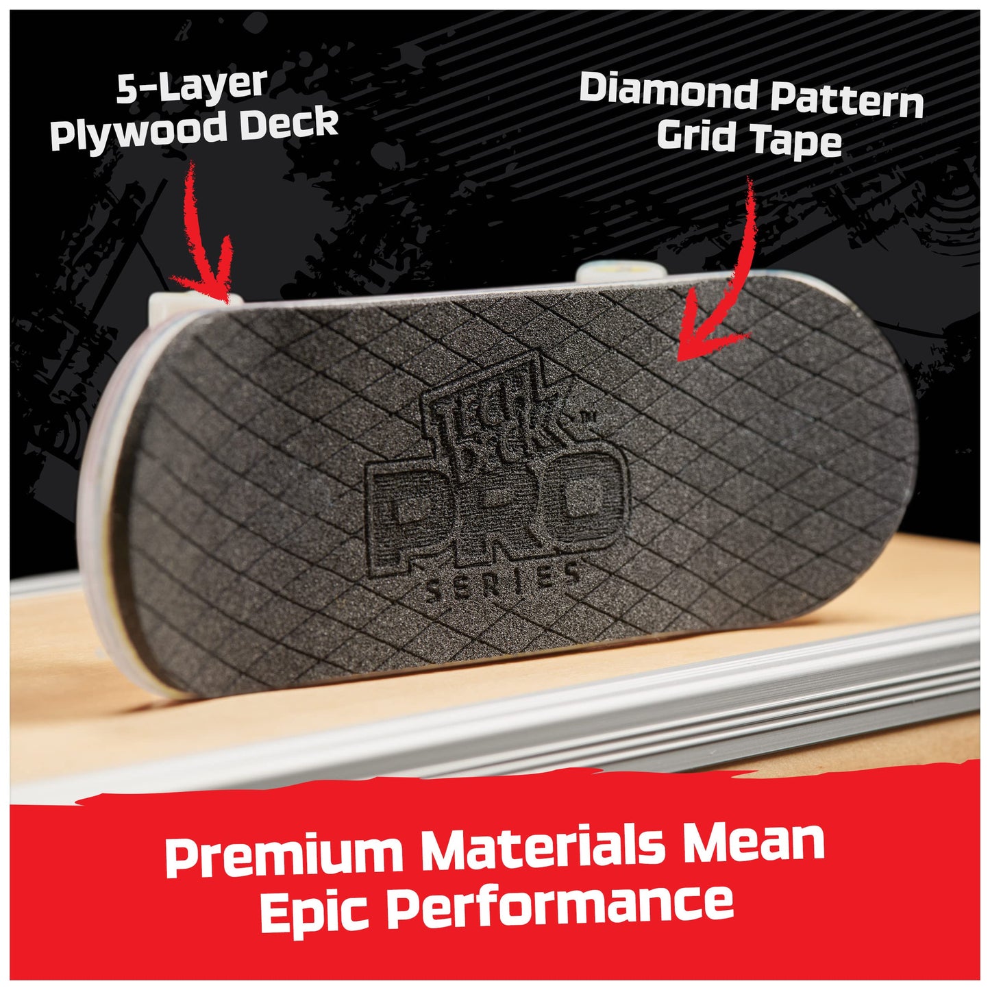 Tech Deck Plan B Pro Series Fingerboard with Storage Display | Authentic Mini Skateboards
