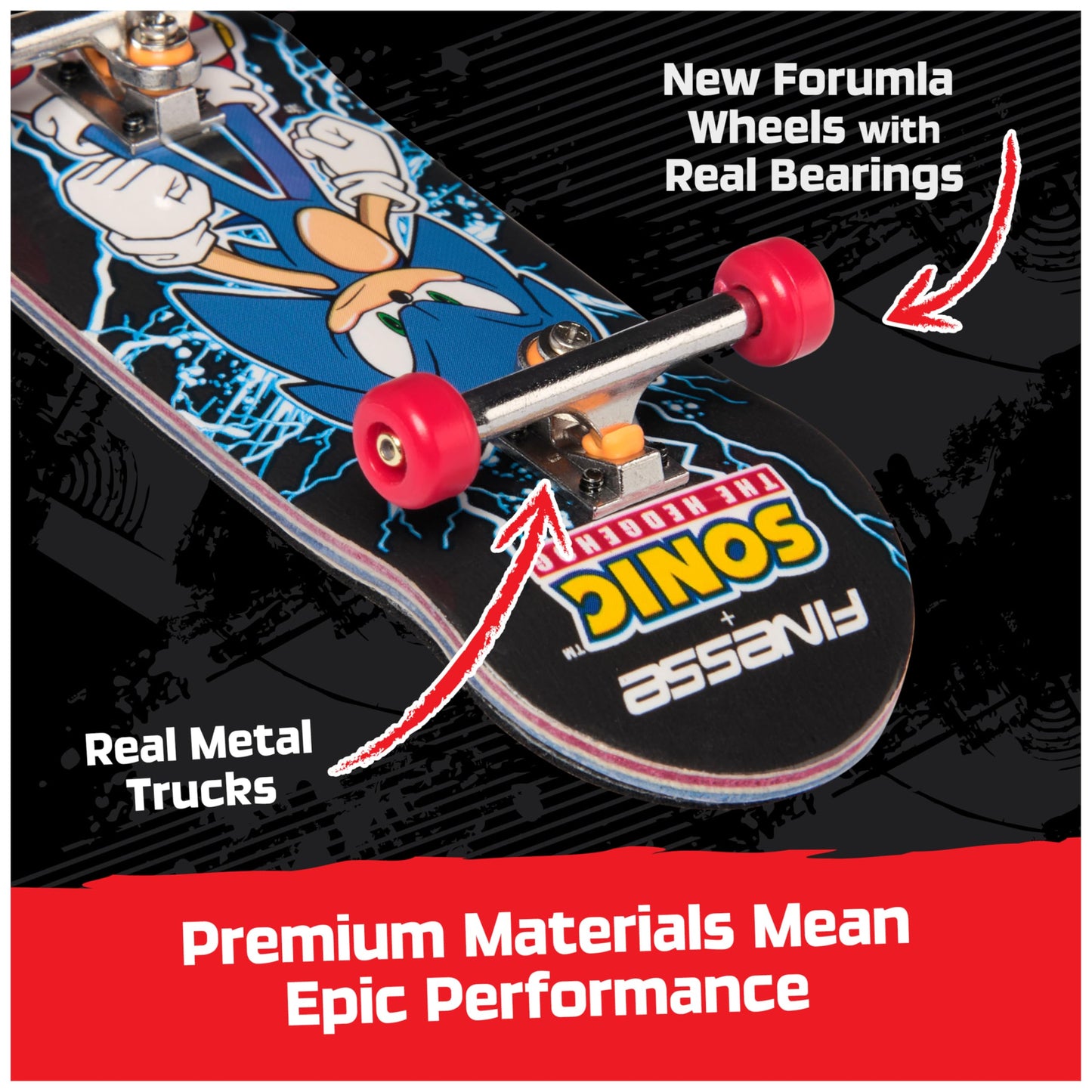 Tech Deck Pro Series Finesse X Sonic The Hedgehog Fingerboard with Storage Display