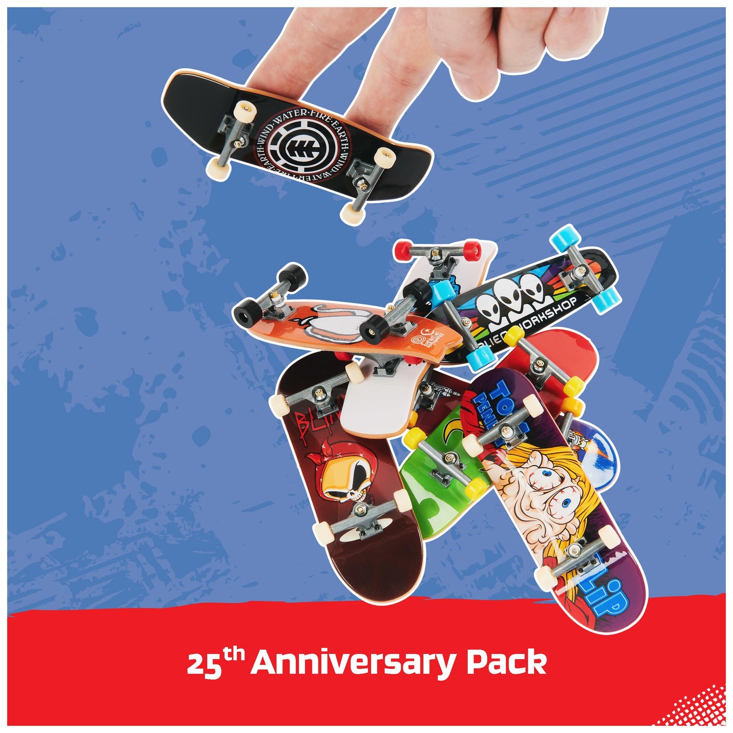 Tech Deck 25th Anniversary 8-Pack Fingerboards - Exclusive Silver Collector Figure