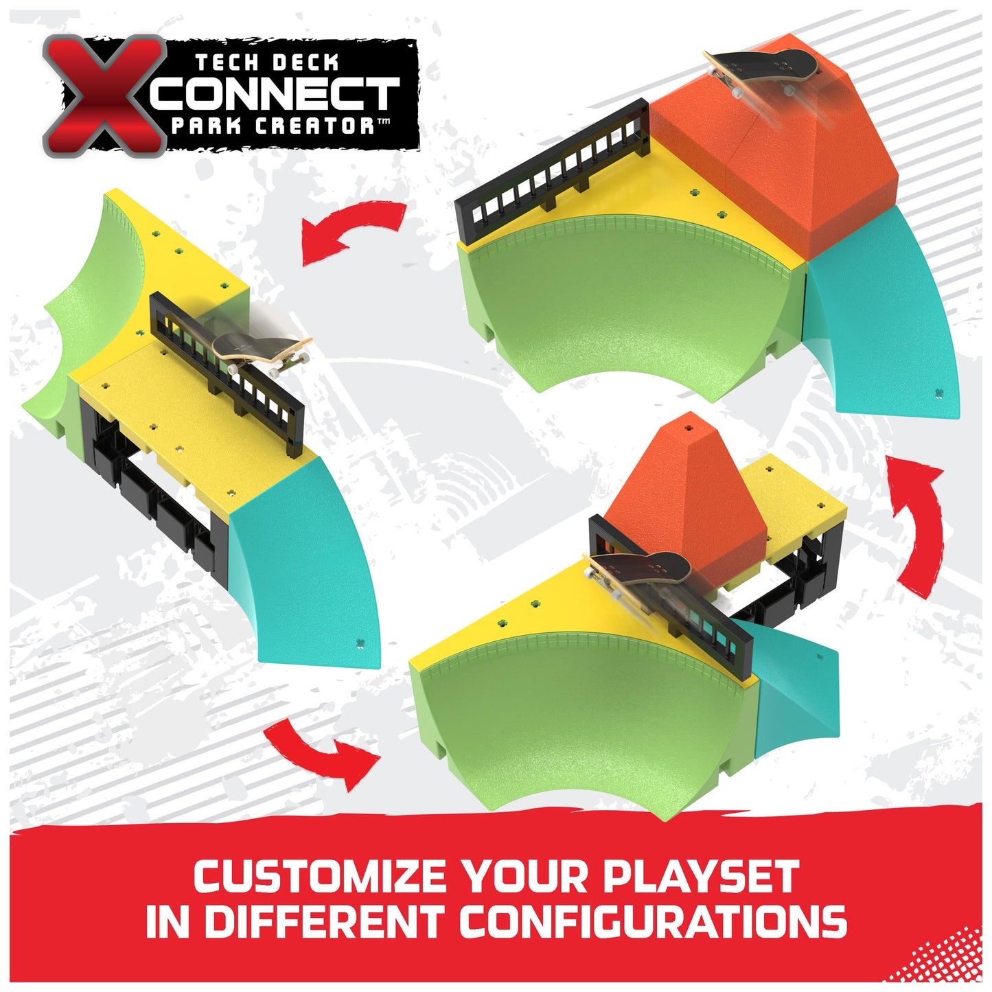 TECH DECK Quarter Bowl Ruckus X-Connect Park Creator – Customizable Fingerboard Park Set