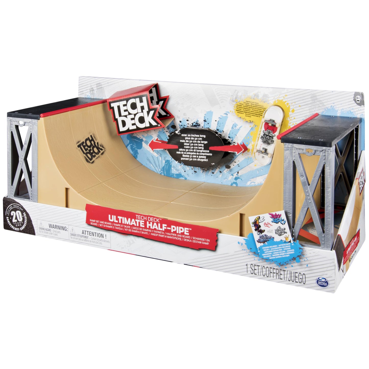 TECH DECK Ultimate 20-Inch Half-Pipe Ramp Playset with Exclusive Primitive Pro Fingerboard