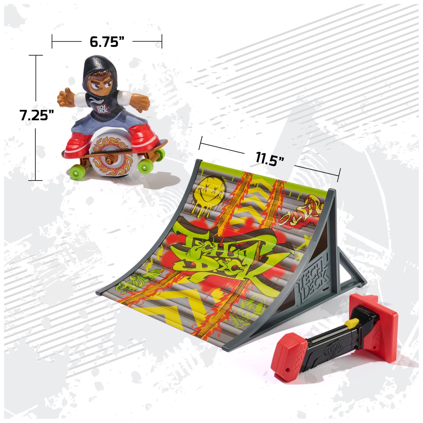 TECH DECK Shred N' Blast Sk8board — Motorized Finger Skateboard with Ramp