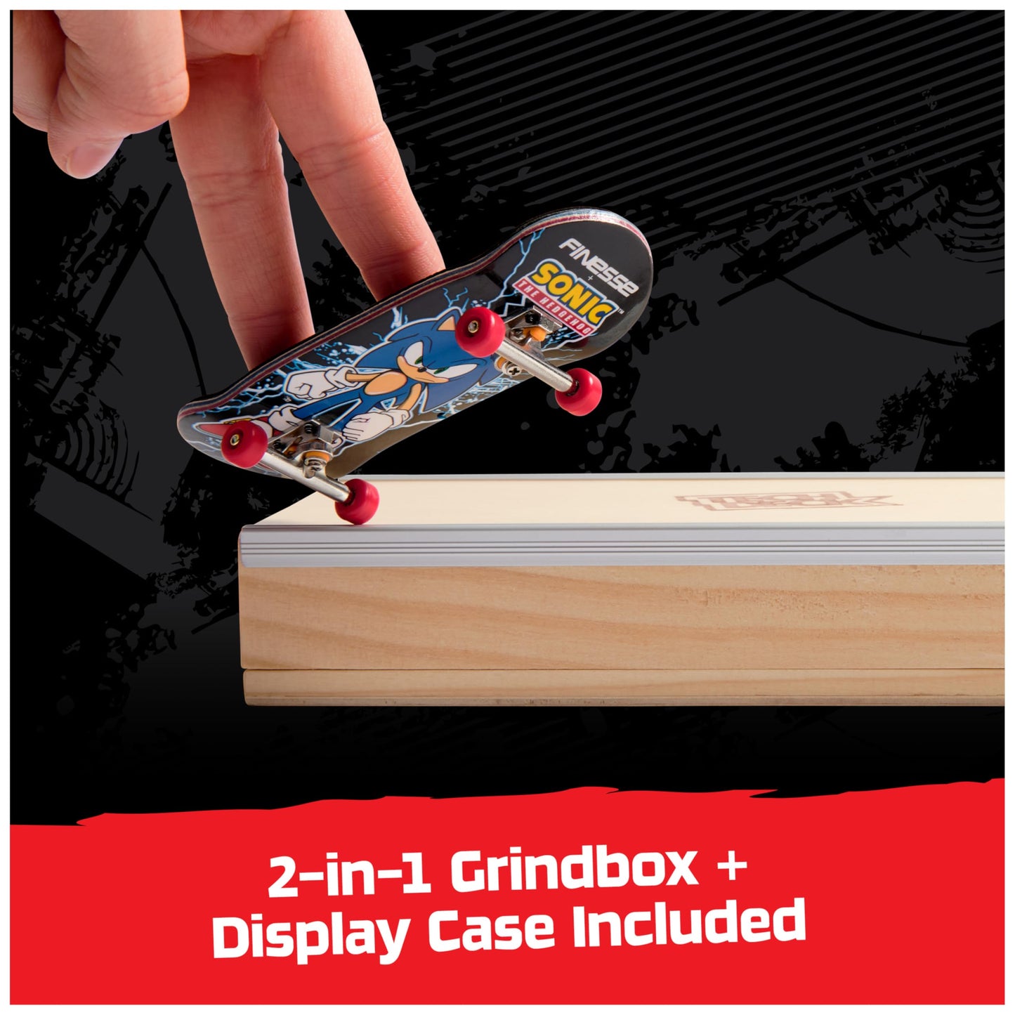 Tech Deck Pro Series Finesse X Sonic The Hedgehog Fingerboard with Storage Display