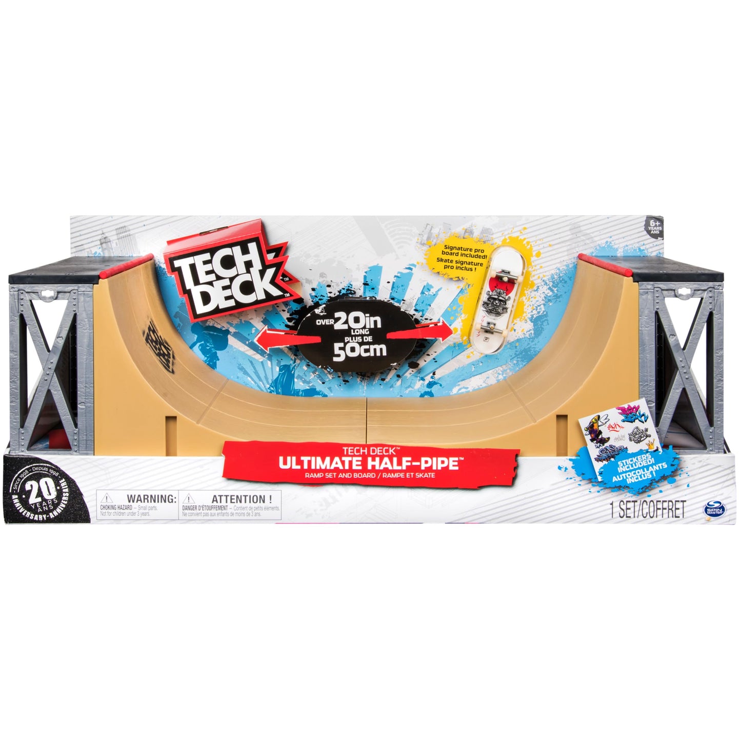 TECH DECK Ultimate 20-Inch Half-Pipe Ramp Playset with Exclusive Primitive Pro Fingerboard