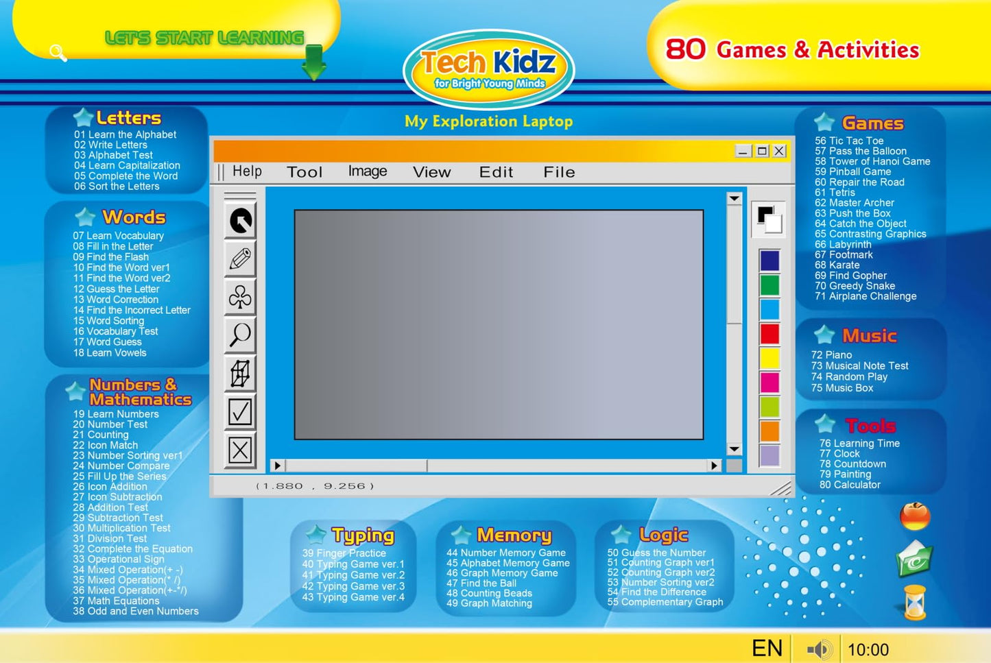 Tech Kidz STEM Toy Laptop – 80 Learning Activities for Math, Words & Logic | LCD Backlit Screen + Mouse | Ages 4+