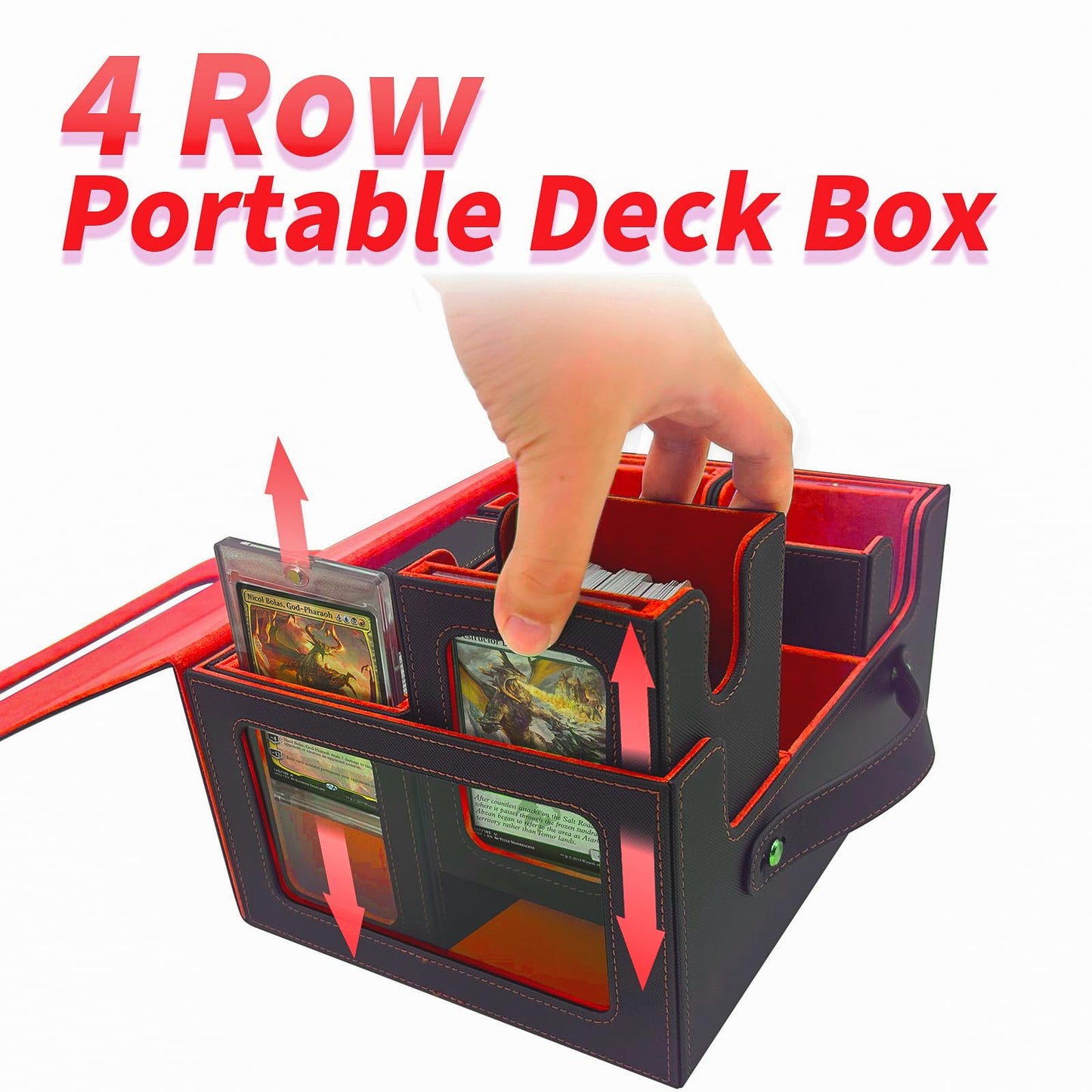 TECHAROOZ 5 in 1 MTG Deck Box Commander Case | Secure Magnetic Closure, 600+ Double-Sleeved, Travel Ready