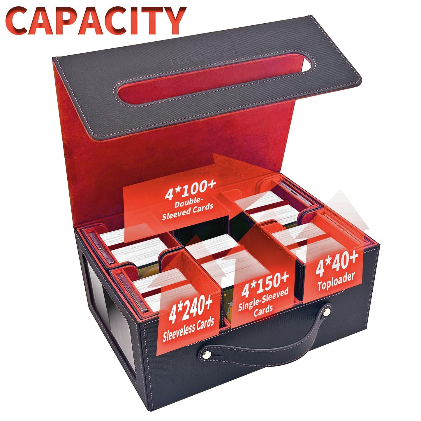 TECHAROOZ 5 in 1 MTG Deck Box Commander Case | Secure Magnetic Closure, 600+ Double-Sleeved, Travel Ready