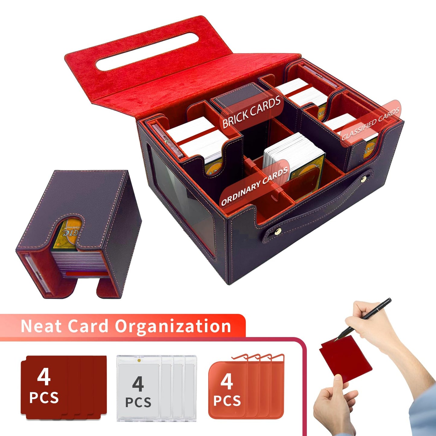 TECHAROOZ 5 in 1 MTG Deck Box Commander Case | Secure Magnetic Closure, 600+ Double-Sleeved, Travel Ready