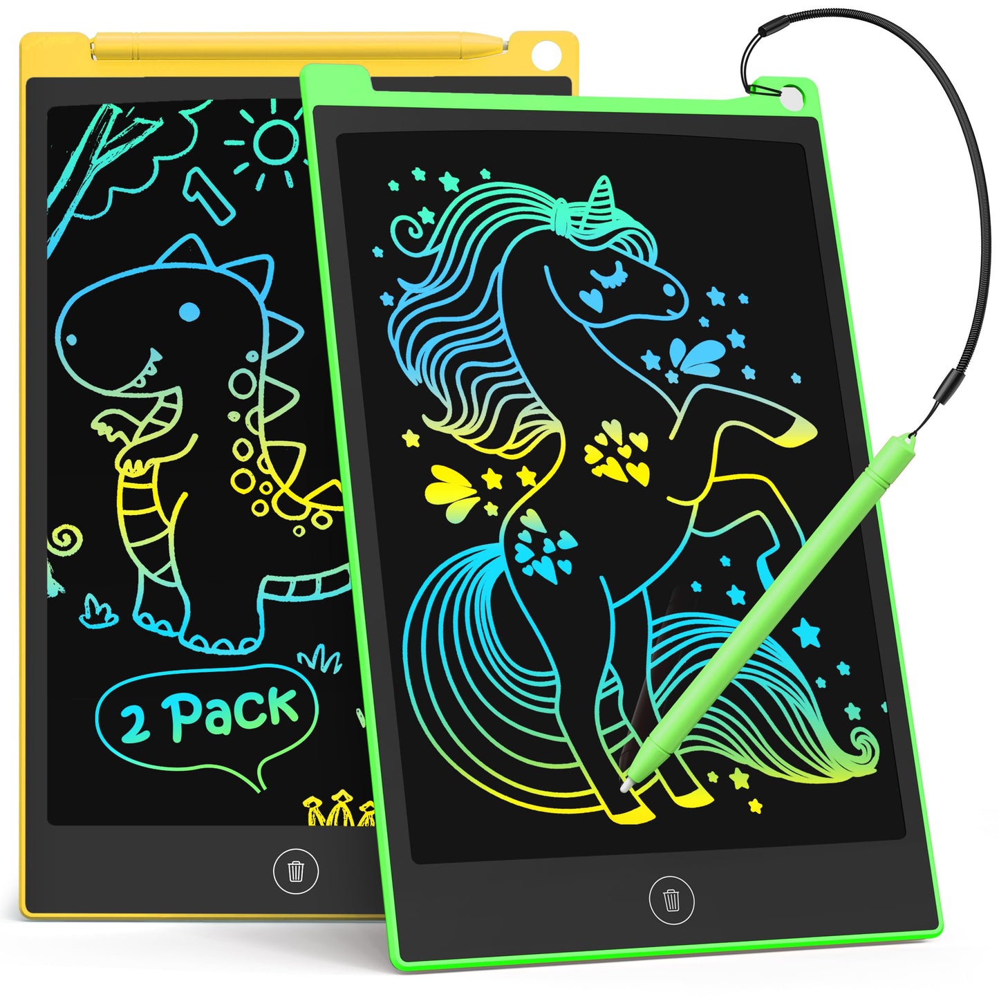 TECJOE 2 Pack LCD Writing Tablet – 8.5" Colorful Doodle Boards for Kids