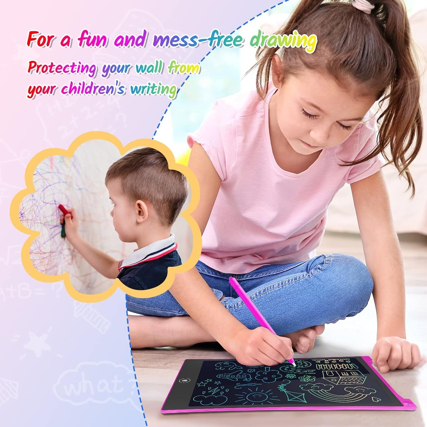TECJOE 2-Pack 10-Inch LCD Writing Tablet for Kids – Colorful Doodle Board, Travel Learning Toy