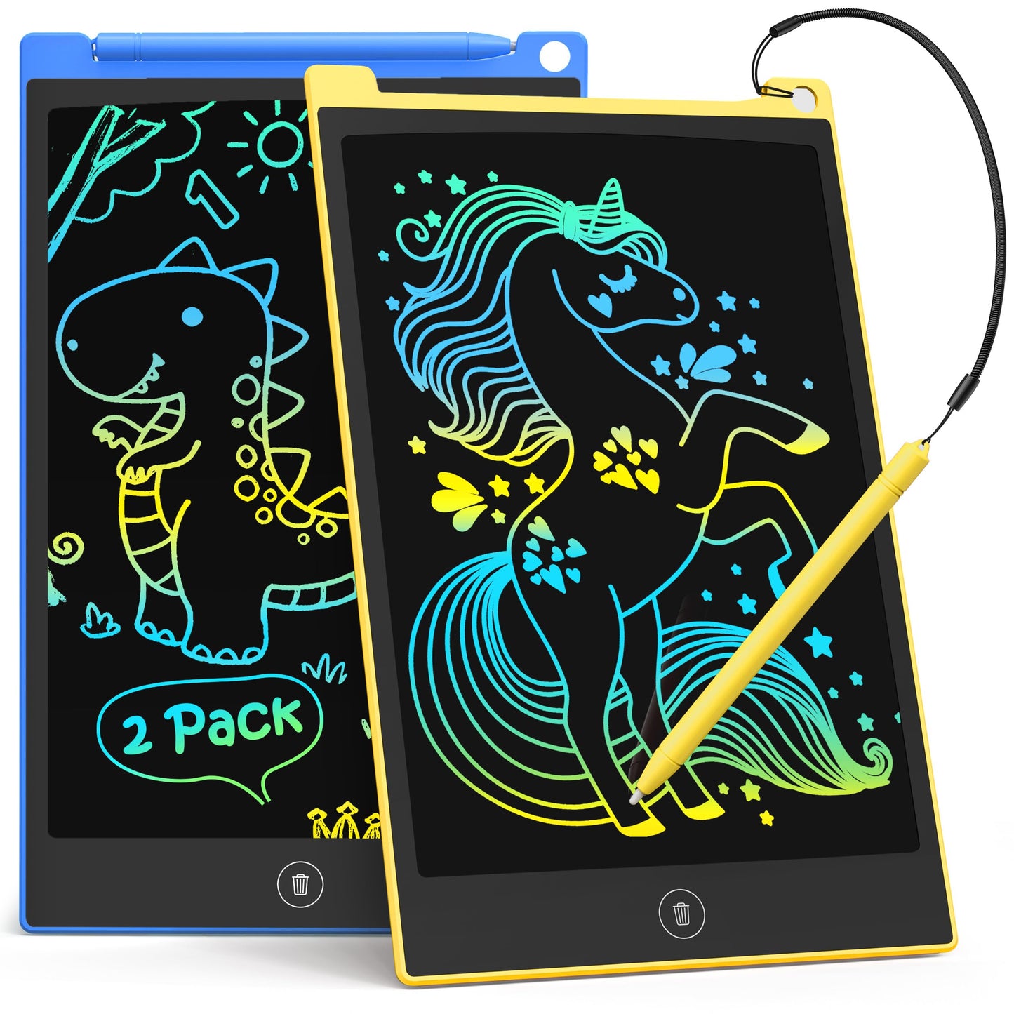 TECJOE 2 Pack LCD Writing Tablet – 10-Inch Doodle Board for Kids (Ages 3–8), Travel Learning Toy