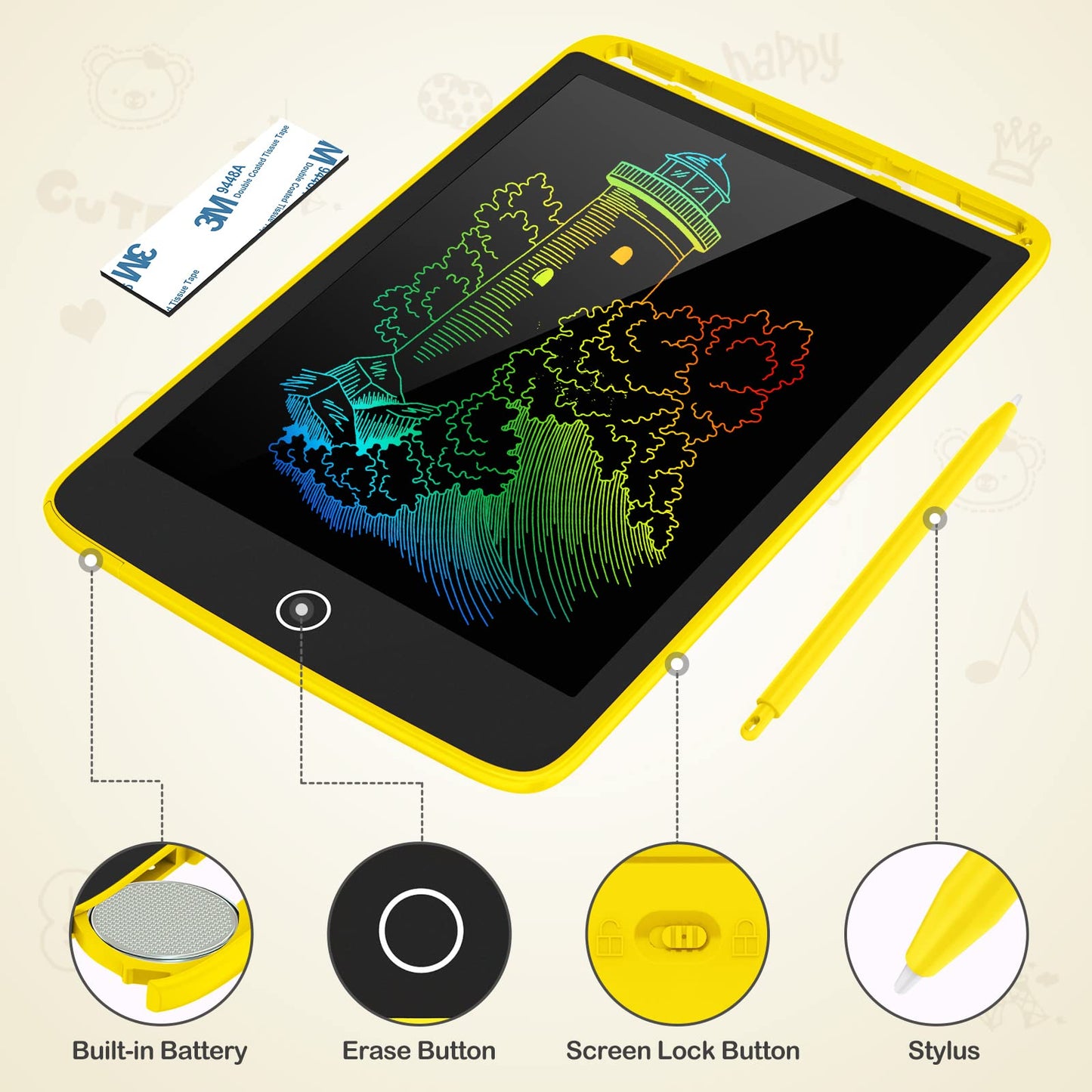 TECJOE 2 Pack LCD Writing Tablet for Kids – 8.5 Inch Colorful Doodle Boards with Magnetic Back