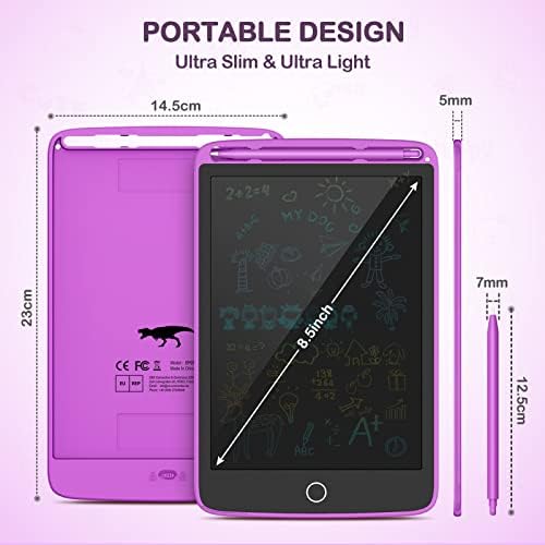 TECJOE 2 Pack LCD Writing Tablet – 8.5 Inch Colorful Doodle Boards for Kids, Travel Activity, Gift (Blue & Pink)