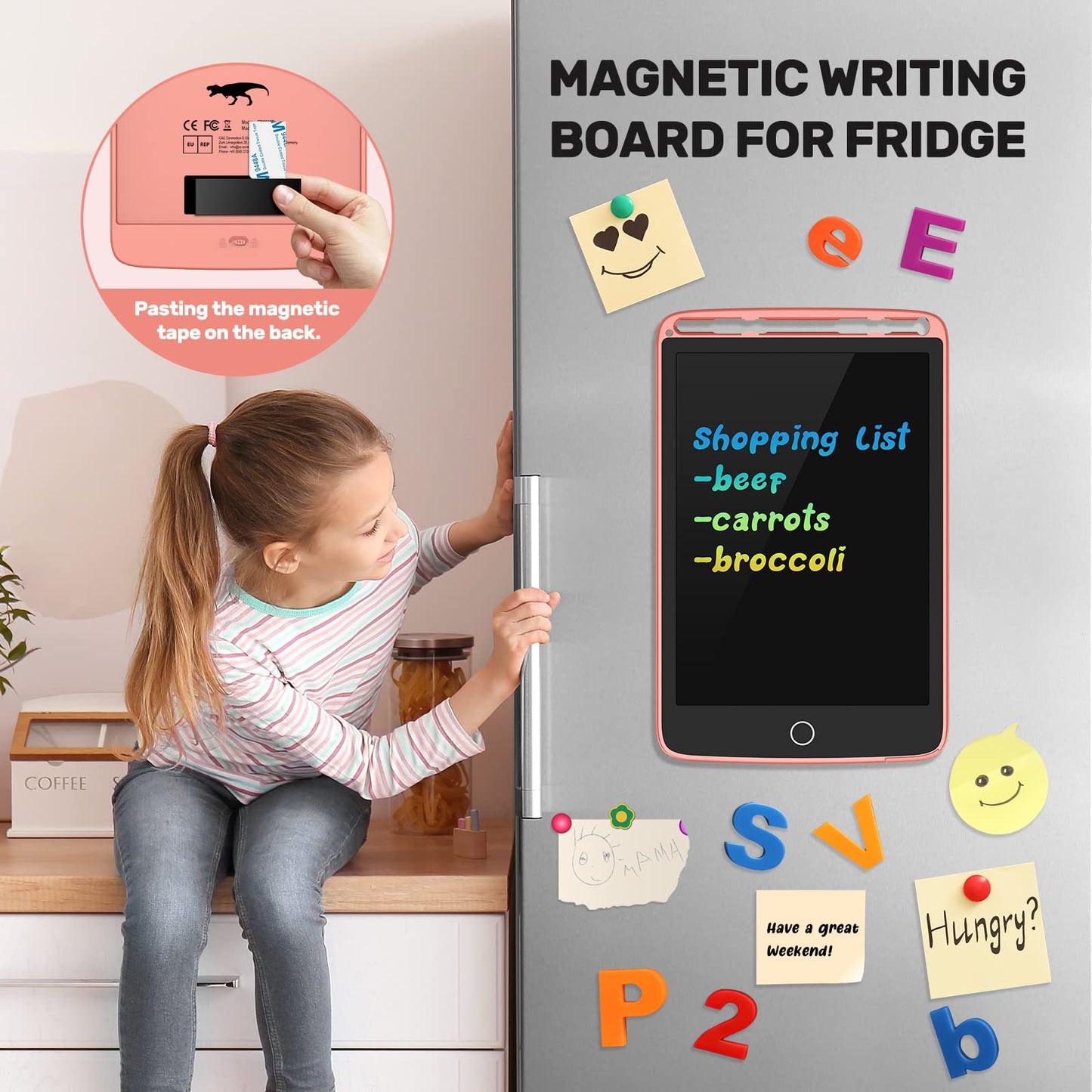TECJOE 2 Pack LCD Writing Tablet – Magnetic Doodle Boards for Kids, 8.5in Blue & Pink