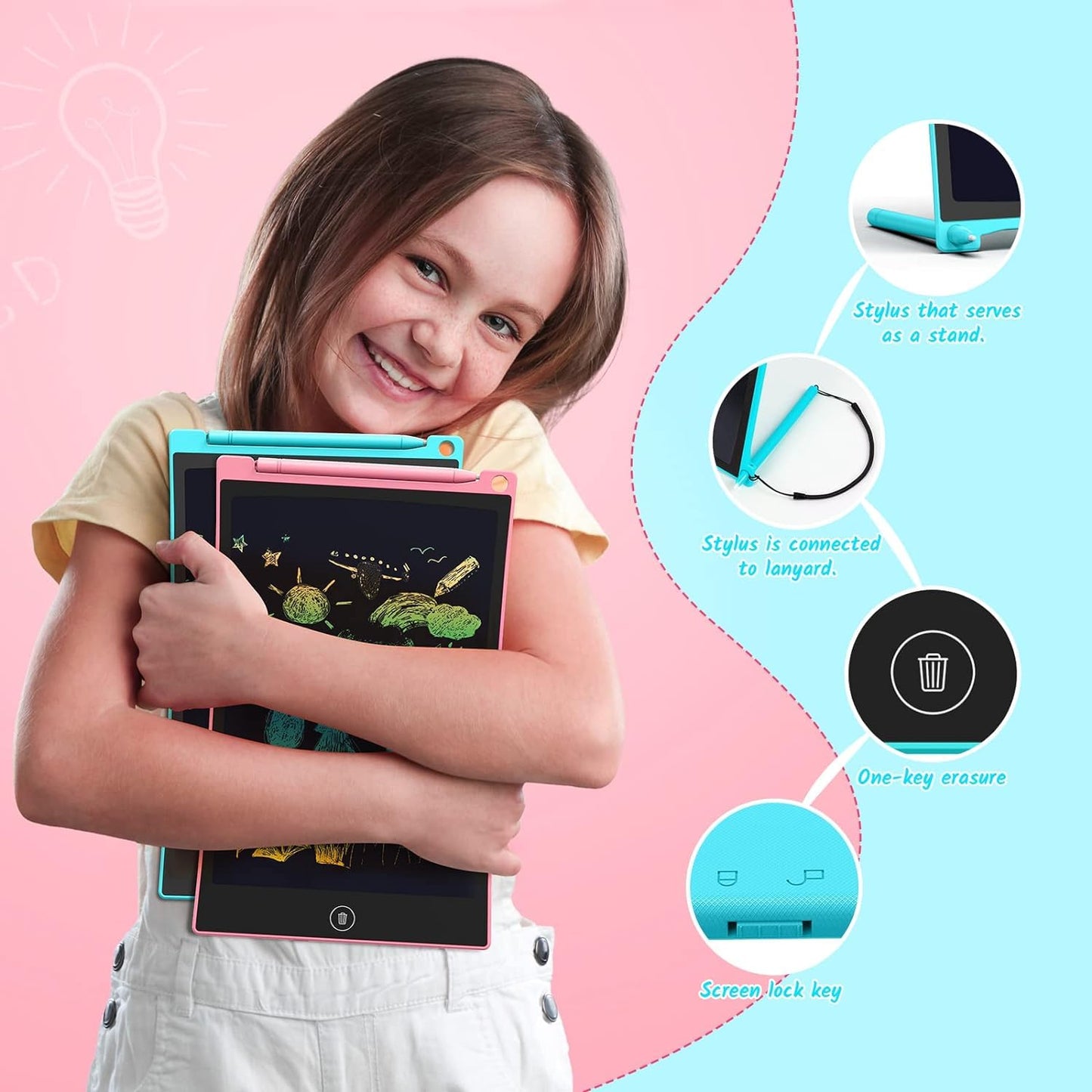 TECJOE 2 Pack LCD Writing Tablet – 10 Inch Colorful Doodle Board for Kids | Travel Learning Toy