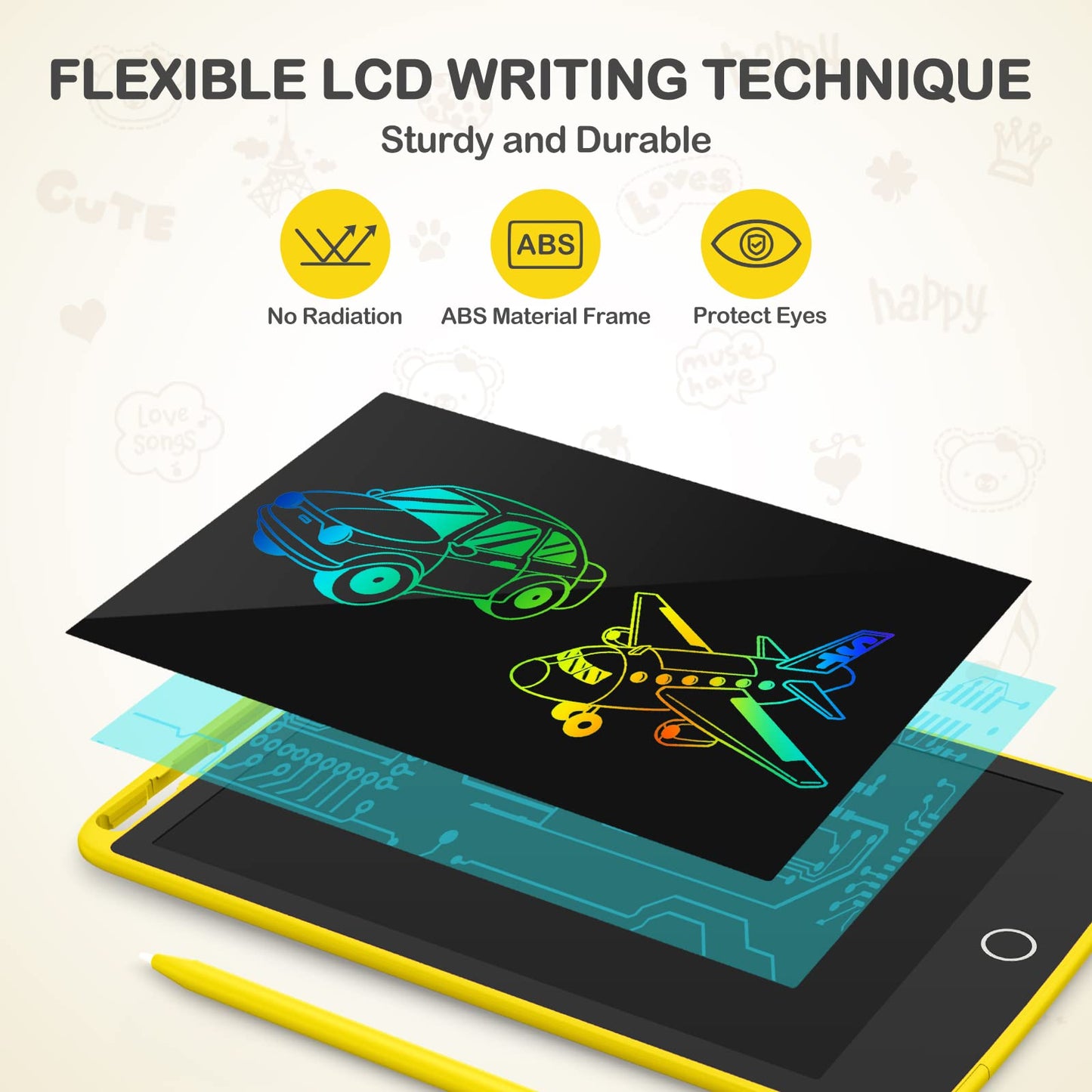 TECJOE 2 Pack LCD Writing Tablet for Kids – 8.5 Inch Colorful Doodle Boards with Magnetic Back