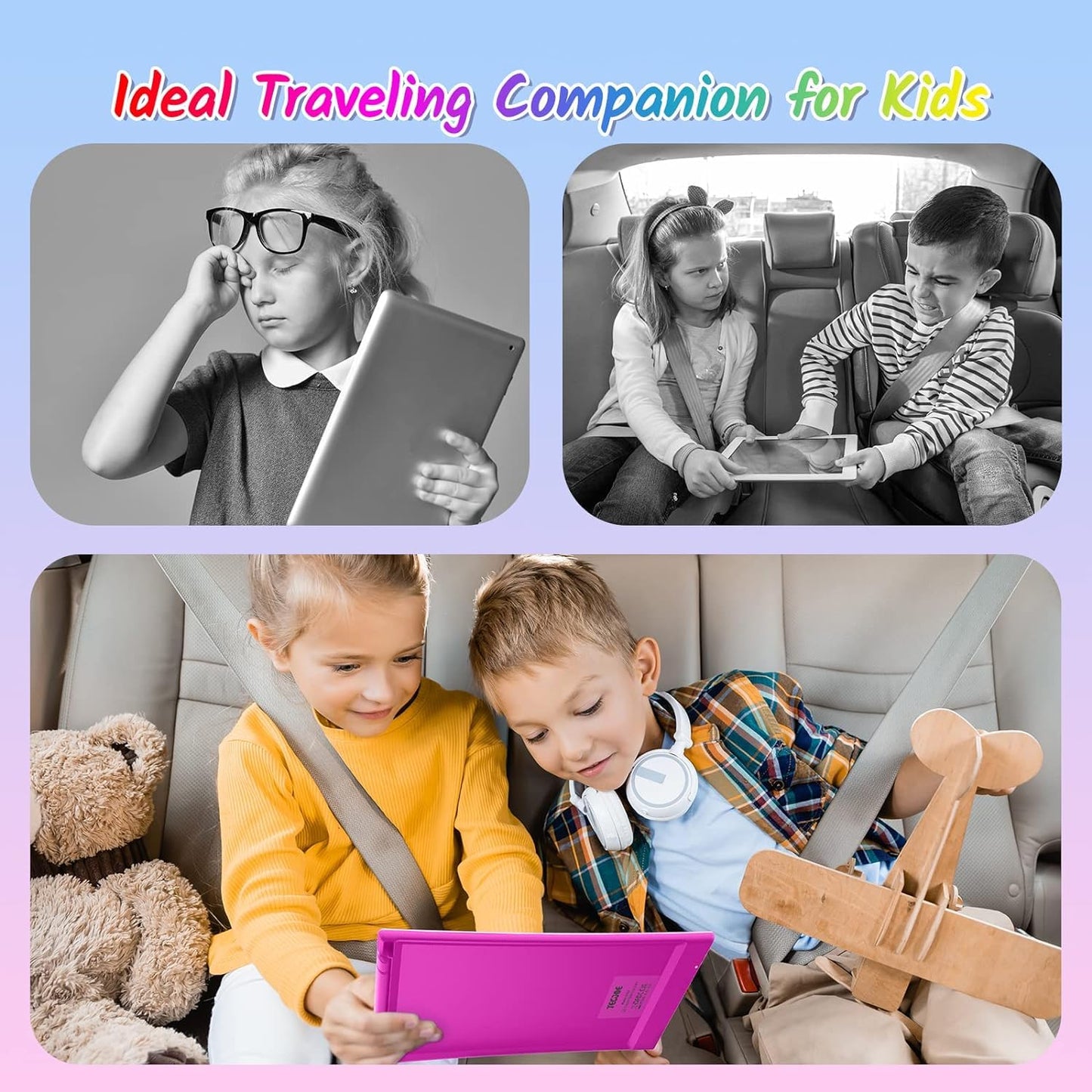 TECJOE 2-Pack 10-Inch LCD Writing Tablet for Kids – Colorful Doodle Board, Travel Learning Toy
